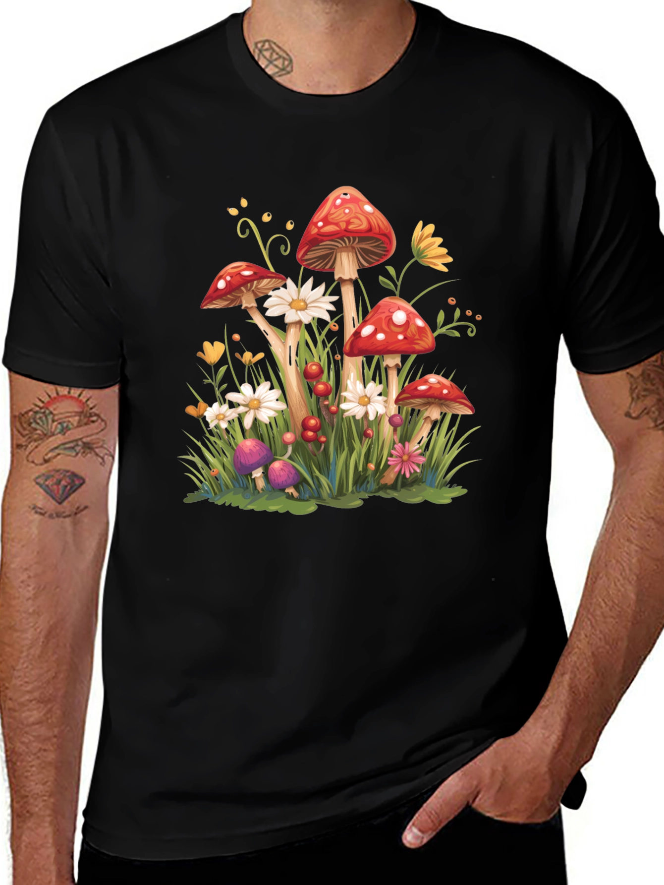 Variant 2 of Mushroom Meadow Graphic Tee - Whimsical Nature Shirt