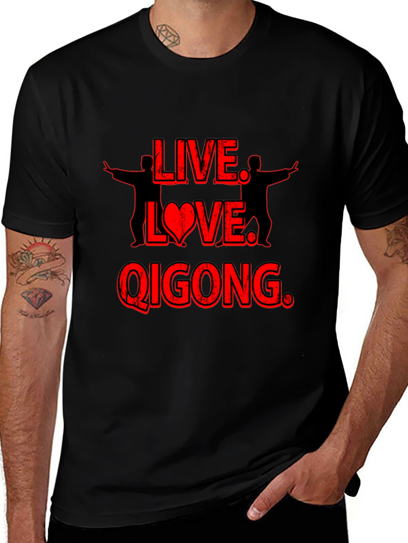 Live, Love, Qigong Black T-Shirt