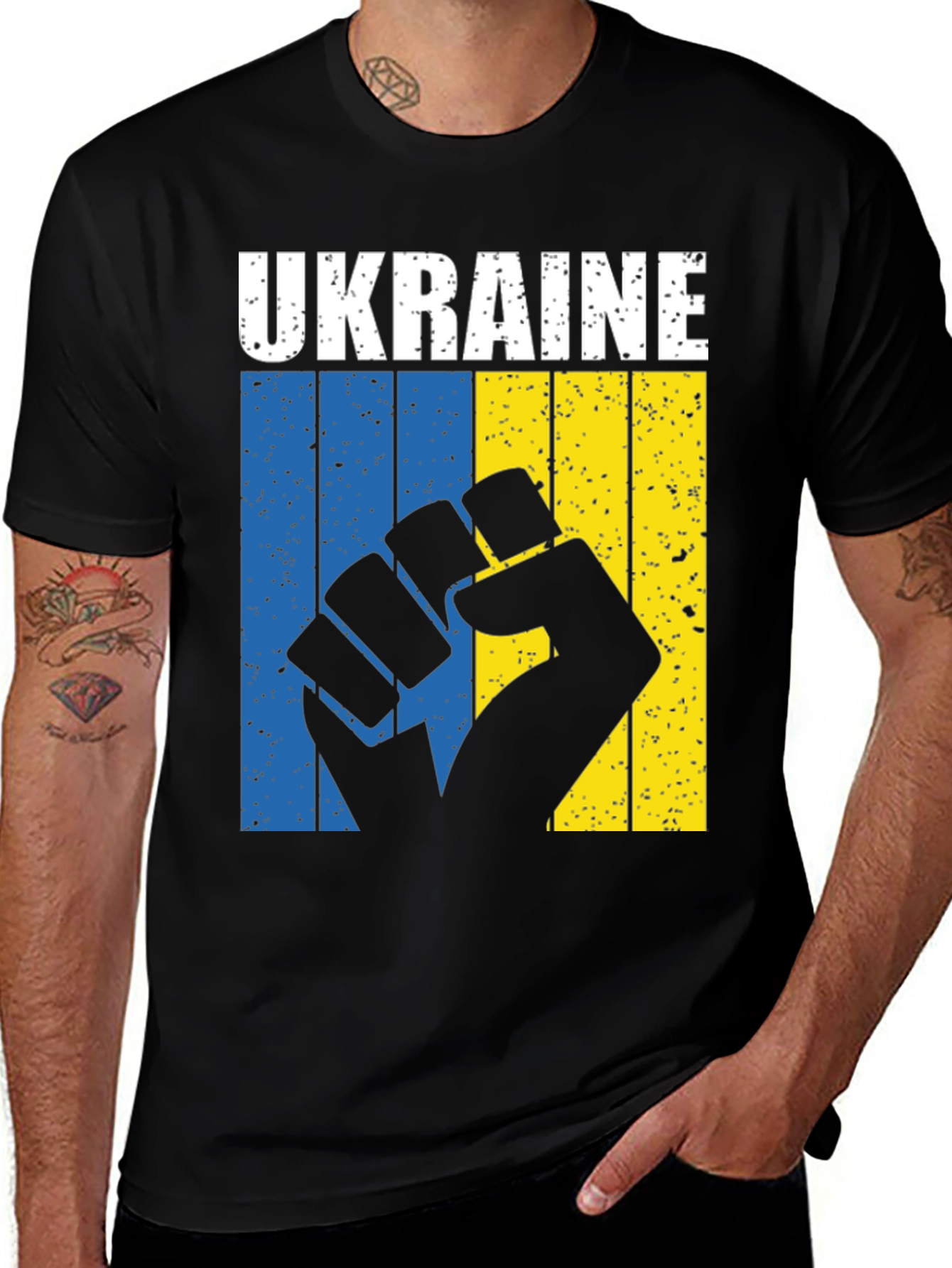 Ukraine Flag Fist Graphic T-Shirt