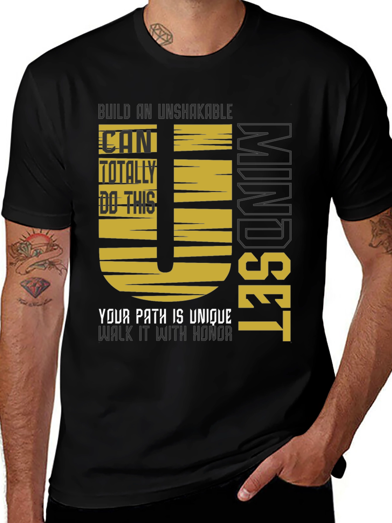 Variant 29 of Unshakable Mindset Graphic Tee - Motivational Black T-Shirt