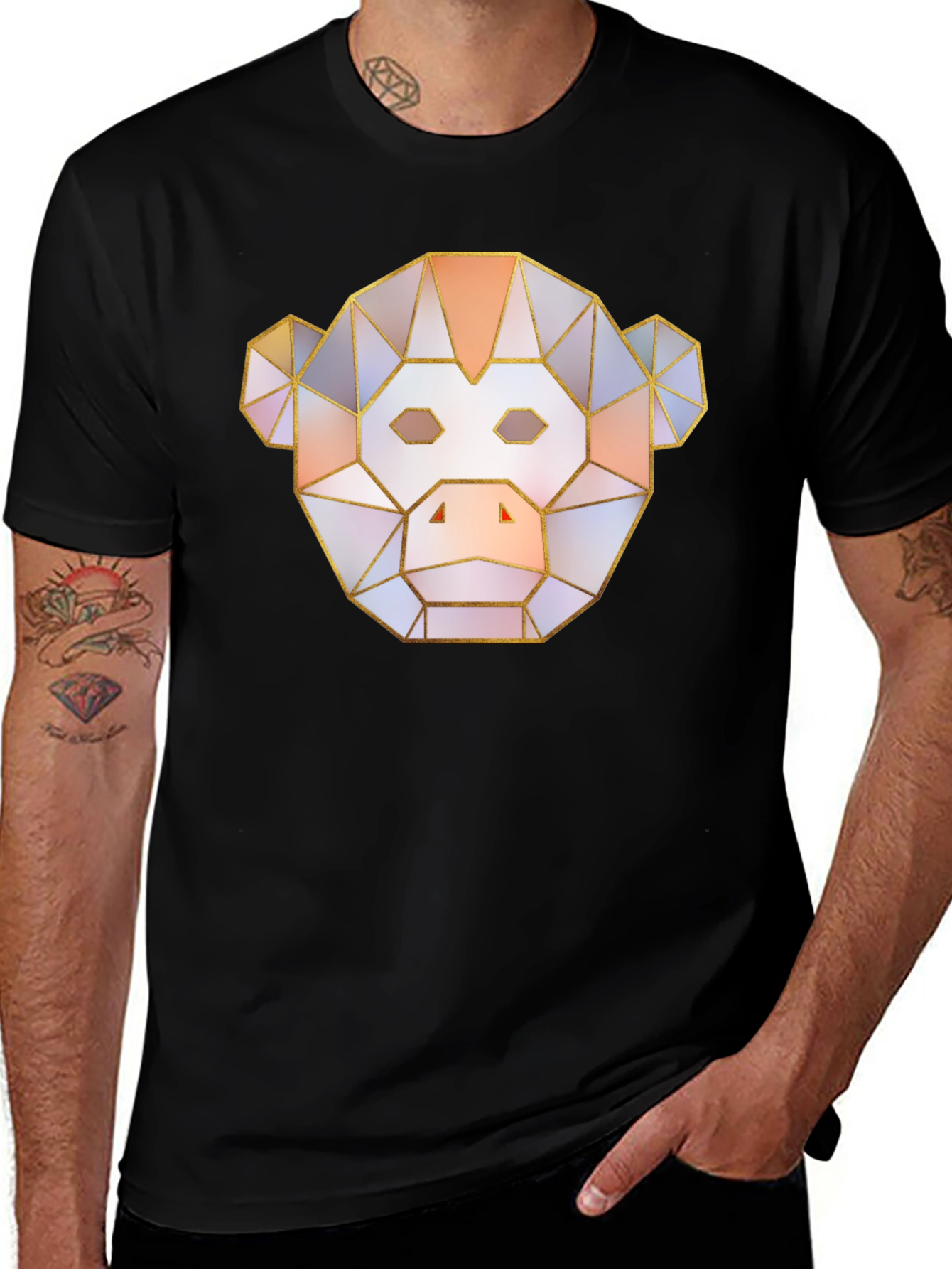 Variant 16 of Geometric Monkey Face Graphic T-Shirt