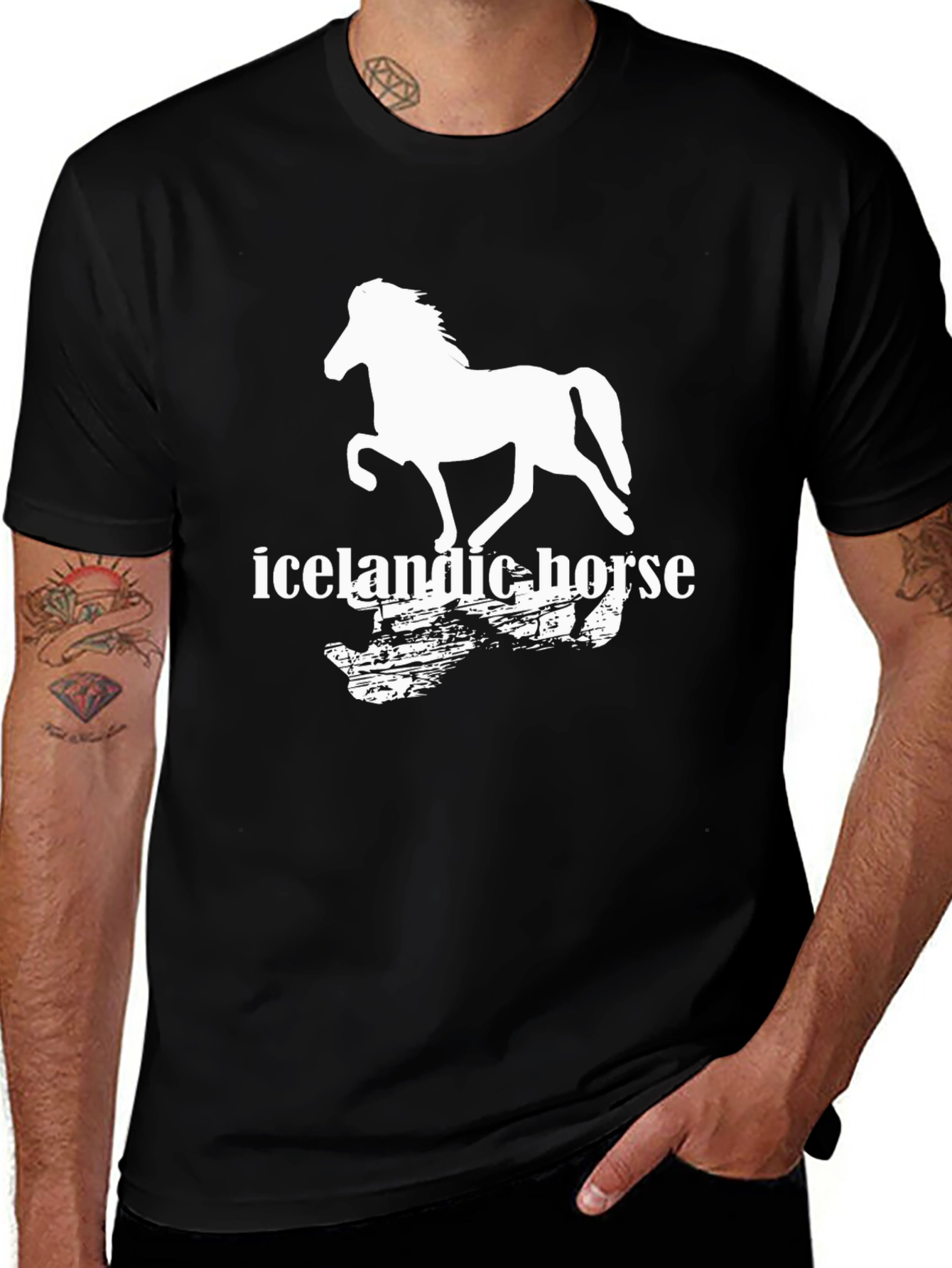 Icelandic Horse Graphic T-Shirt - Black Cotton Tee
