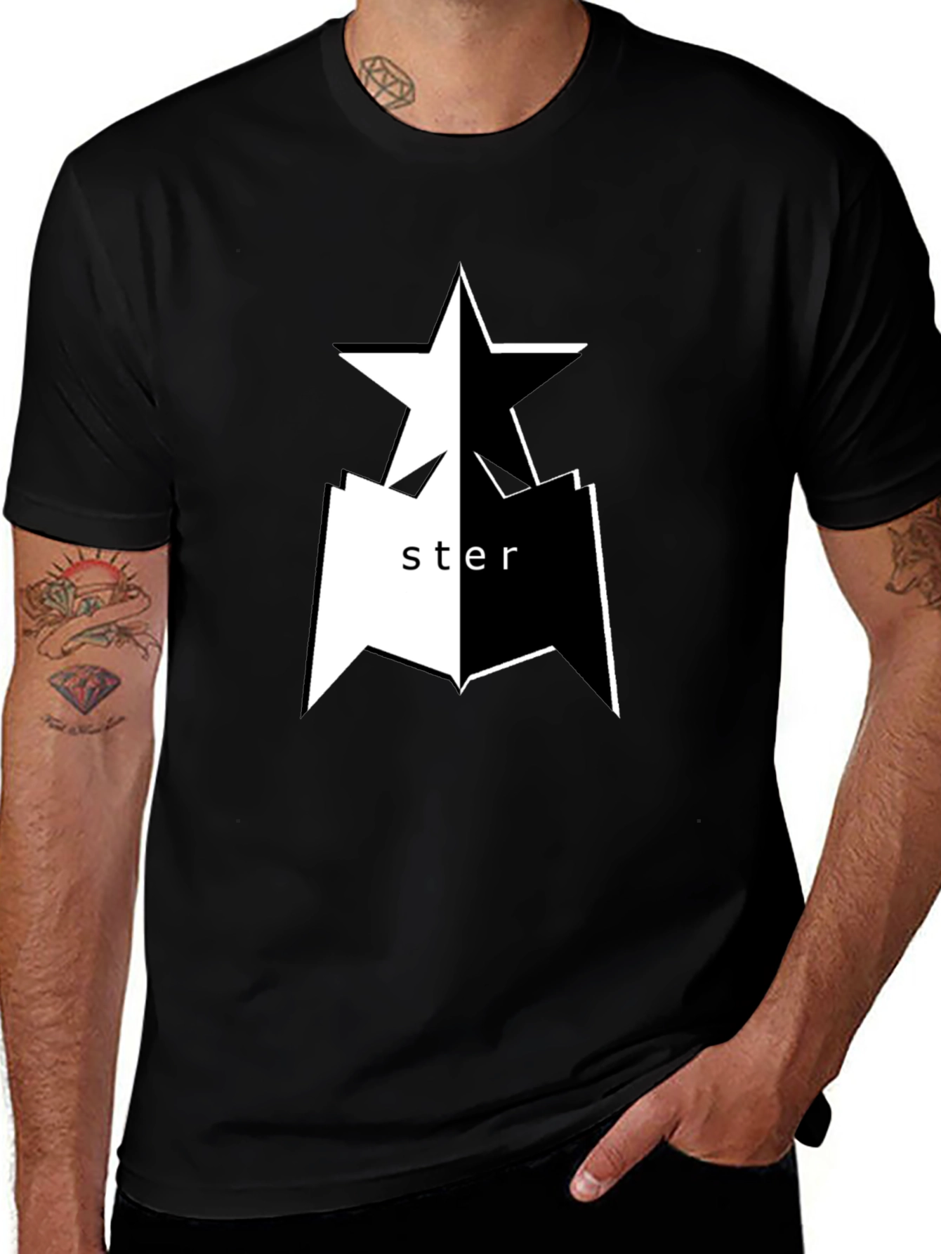 Variant 3 of Black Graphic Tee - Star Design