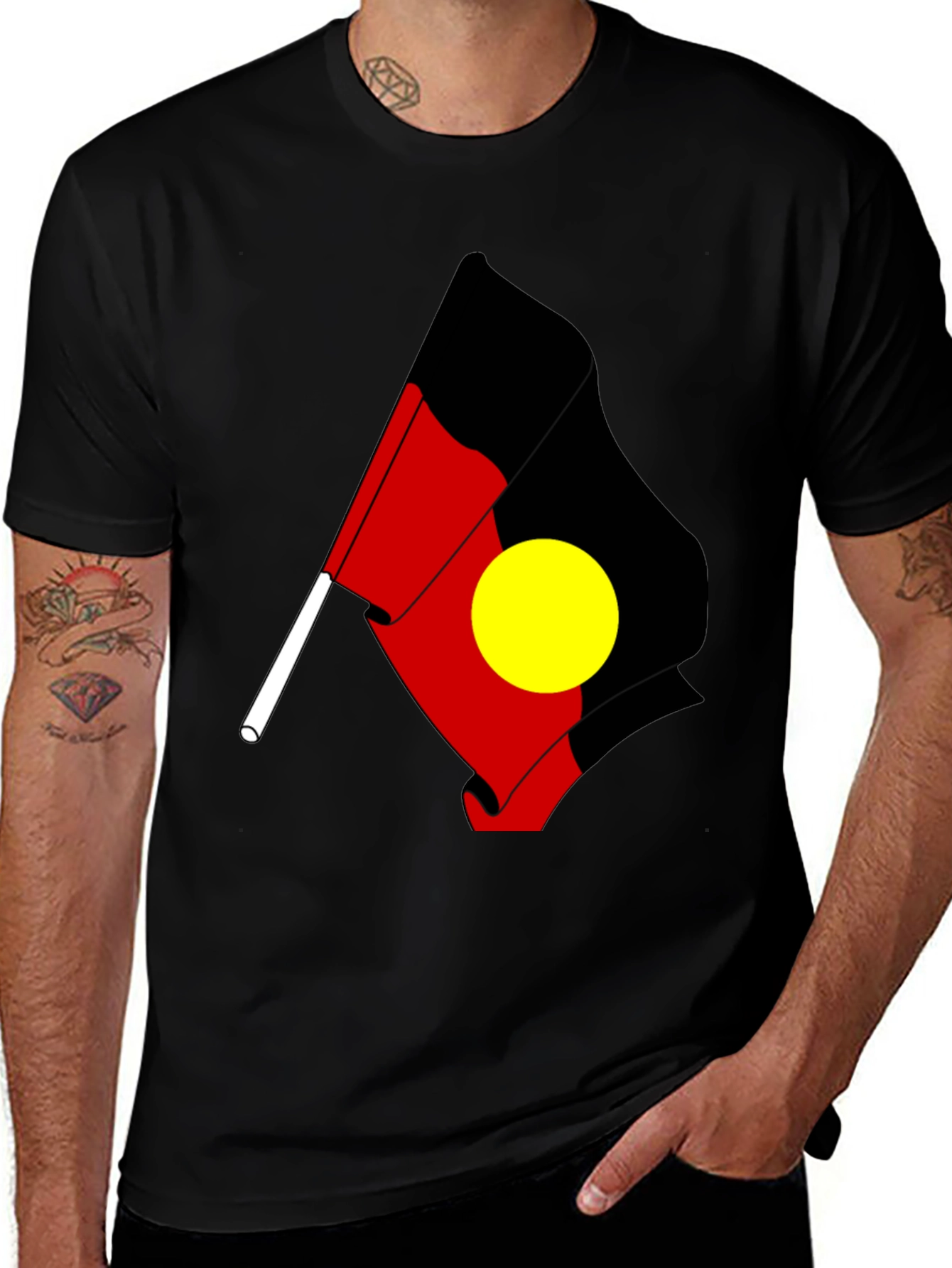 Indigenous Flag T-Shirt - Black Cotton Tee