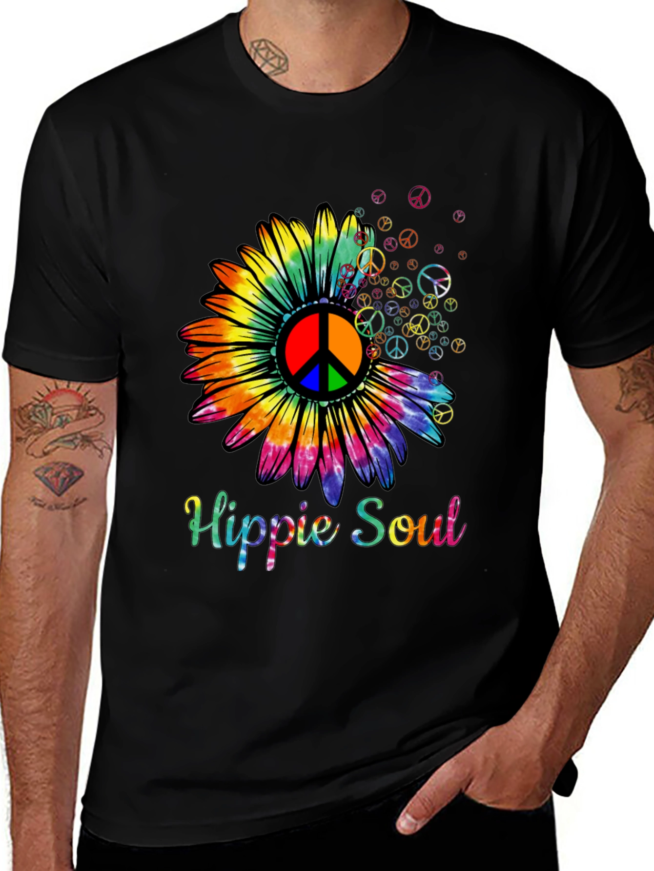 Hippie Soul Sunflower T-Shirt - Retro Peace Design