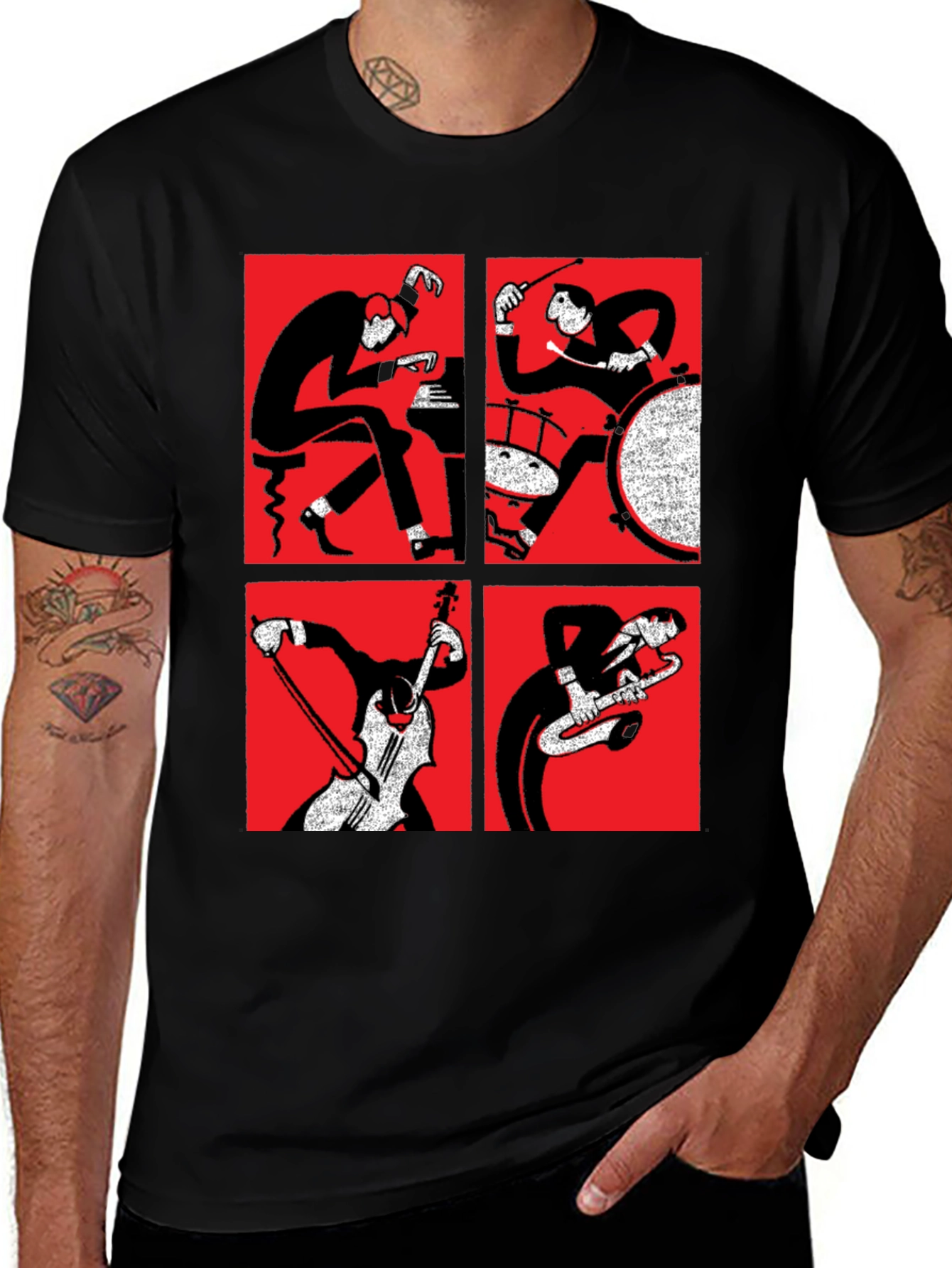 Variant 28 of Jazz Quartet Graphic Print T-Shirt