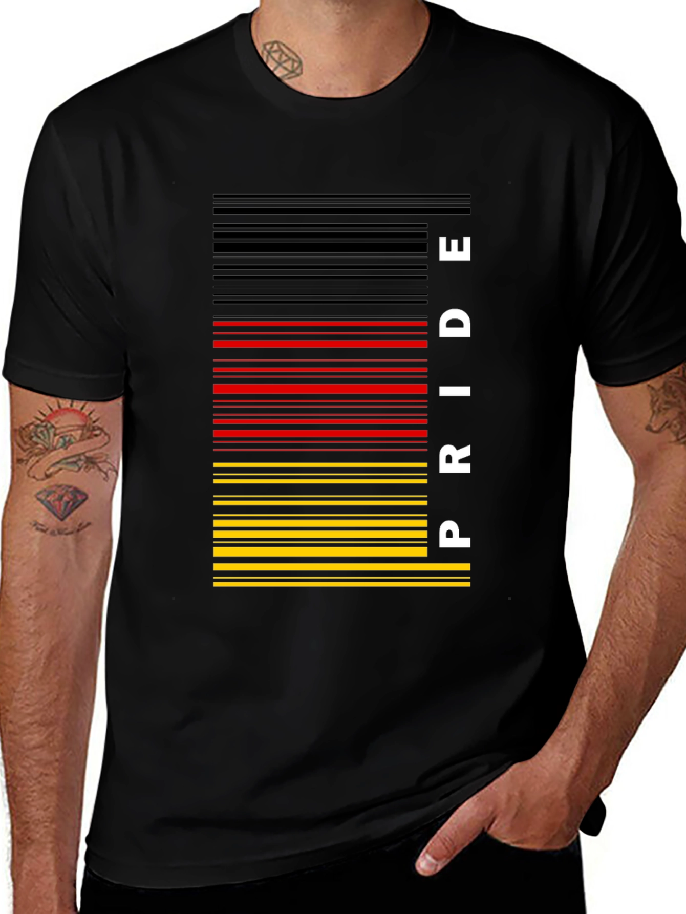 Pride Barcode T-Shirt - Black German Flag Colors