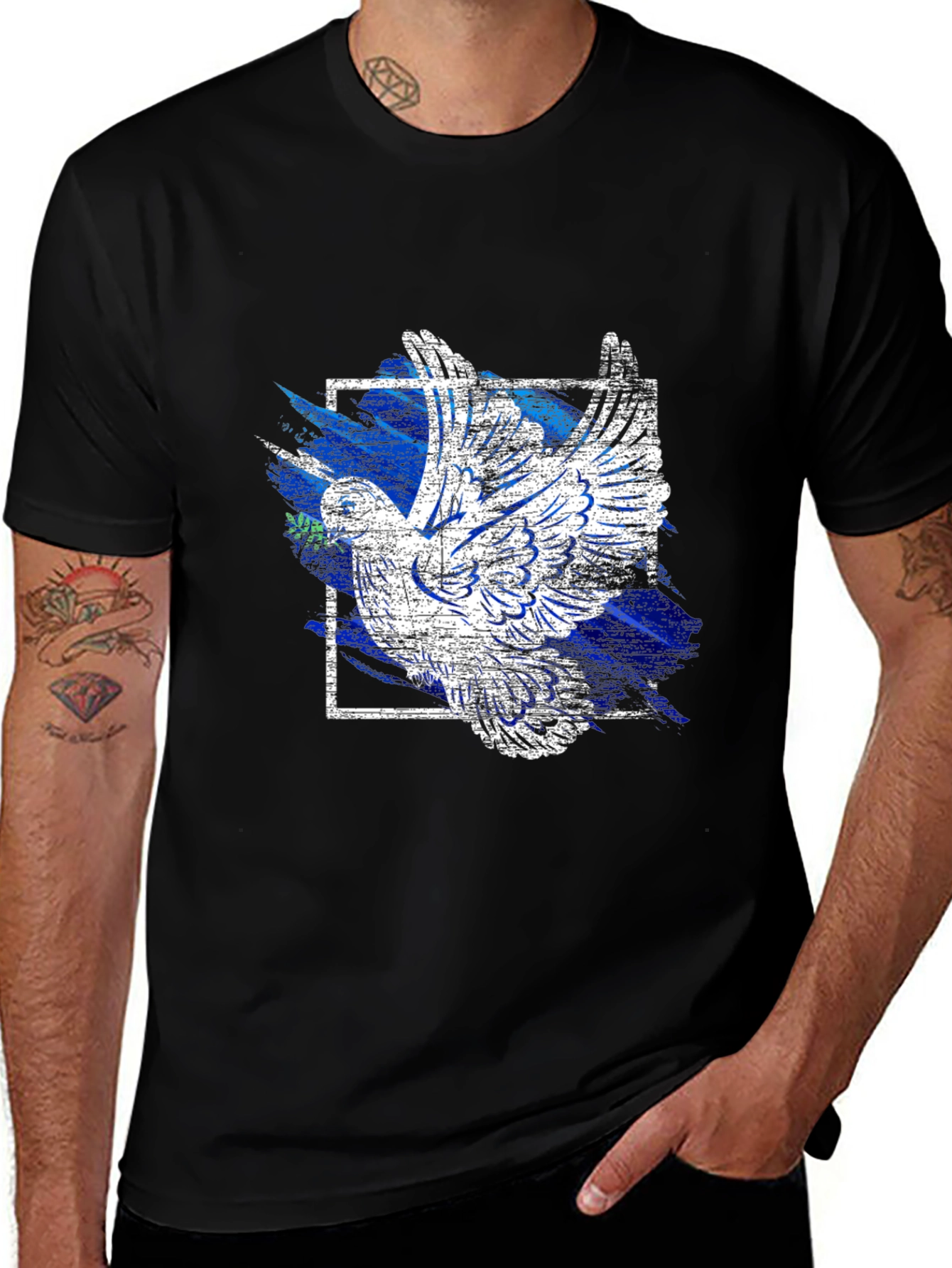 Variant 20 of Peace Dove Graphic Tee - Black T-Shirt