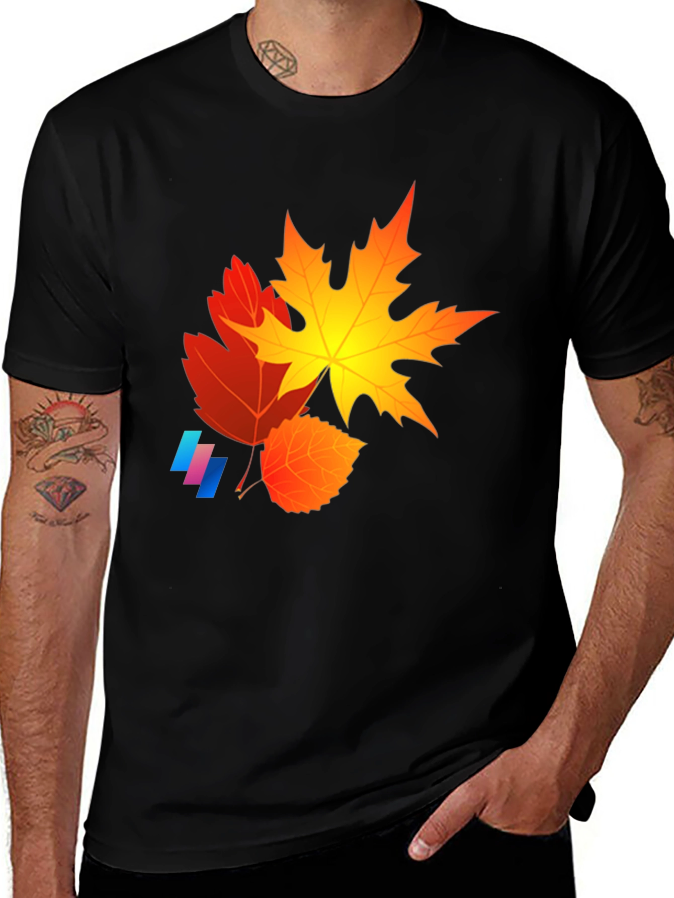 Variant 27 of Autumn Leaves Graphic Tee - Black