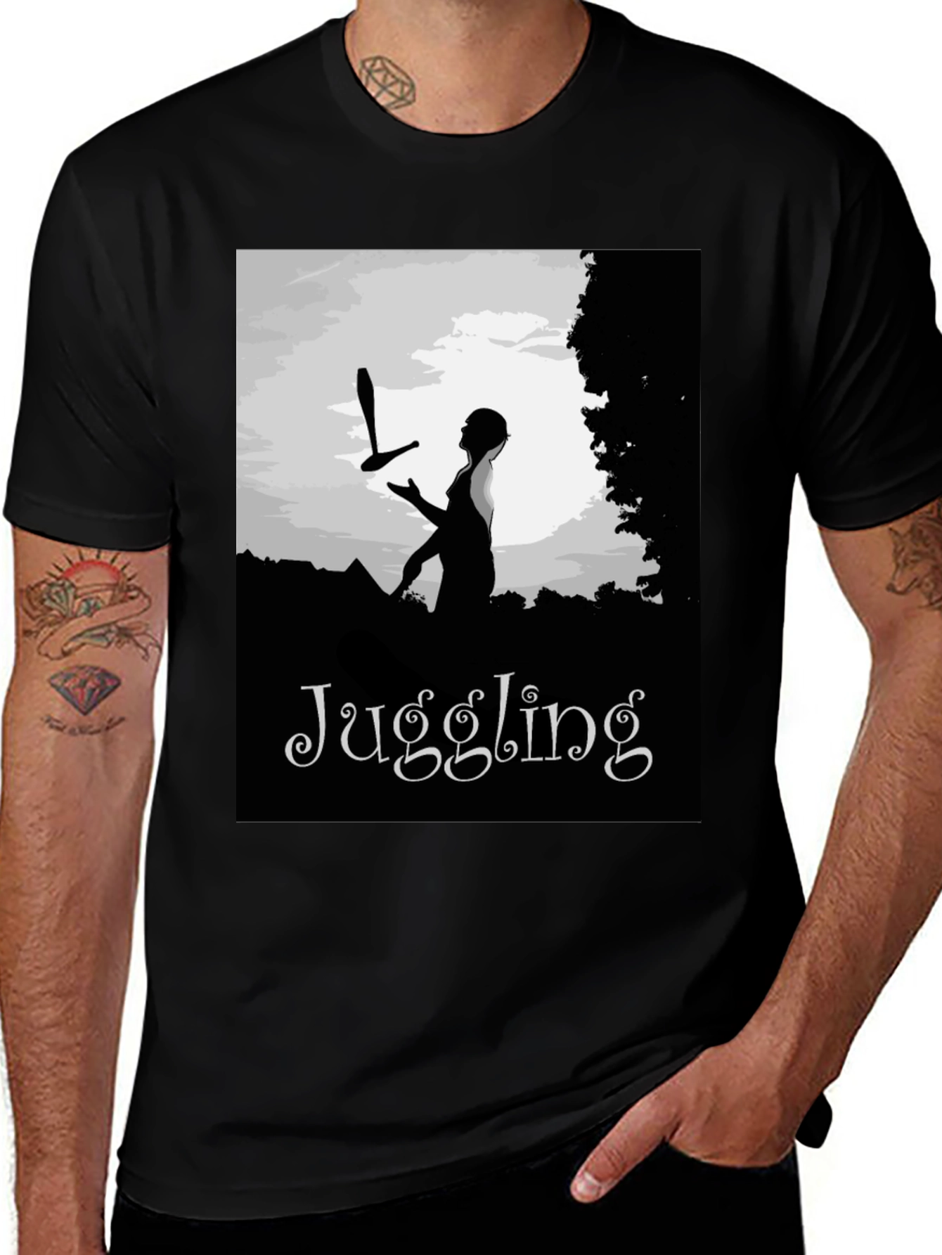 Variant 27 of Juggling Graphic T-Shirt - Silhouette Design