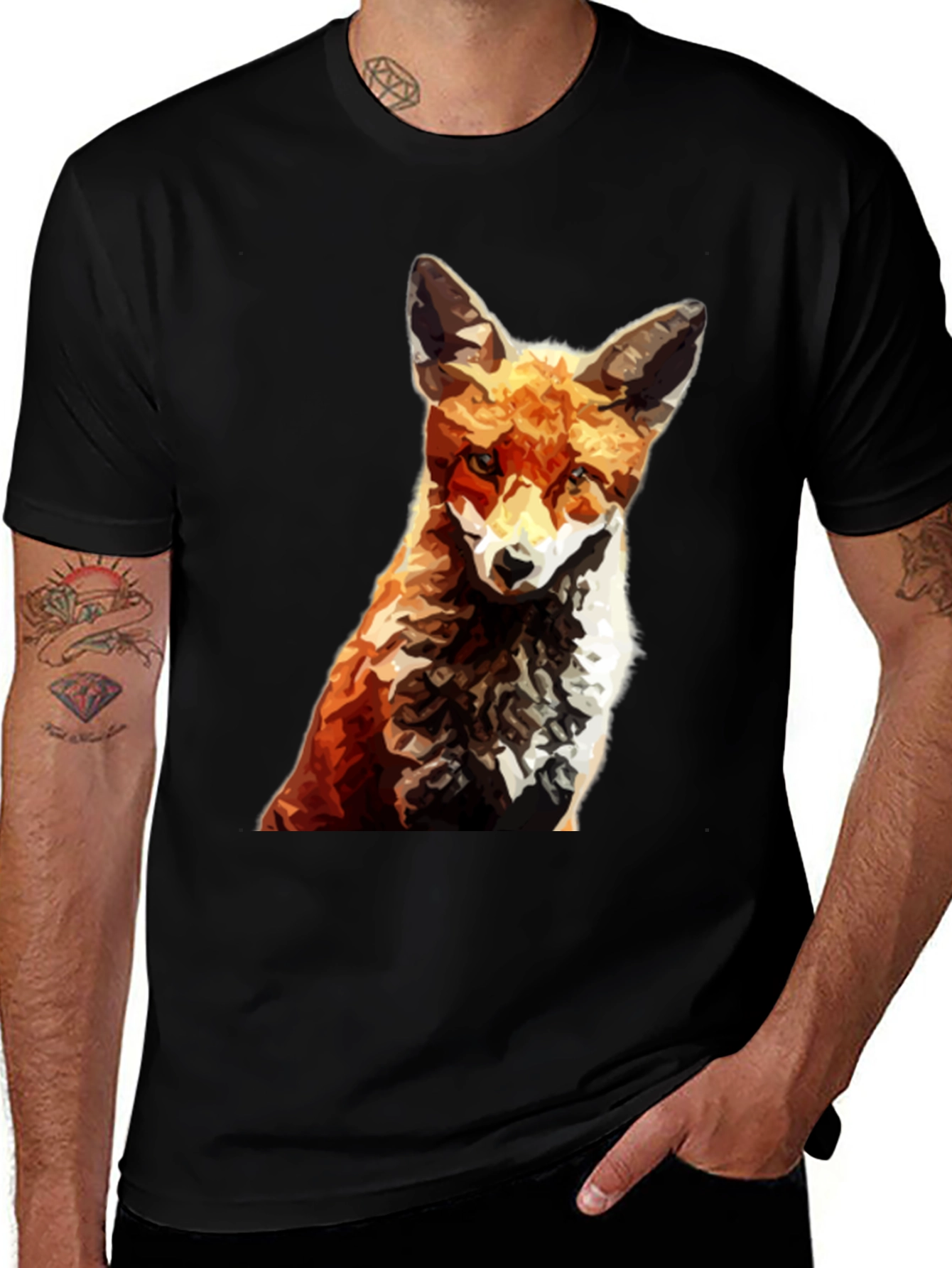 Variant 24 of Fox Graphic Print Men's Black T-Shirt