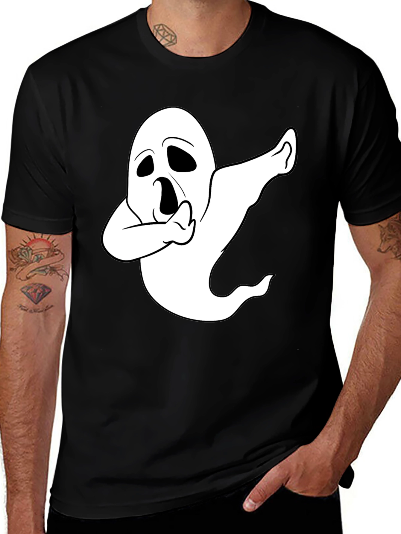 Variant 9 of Dabbing Ghost Black T-Shirt Halloween Spooky Humor