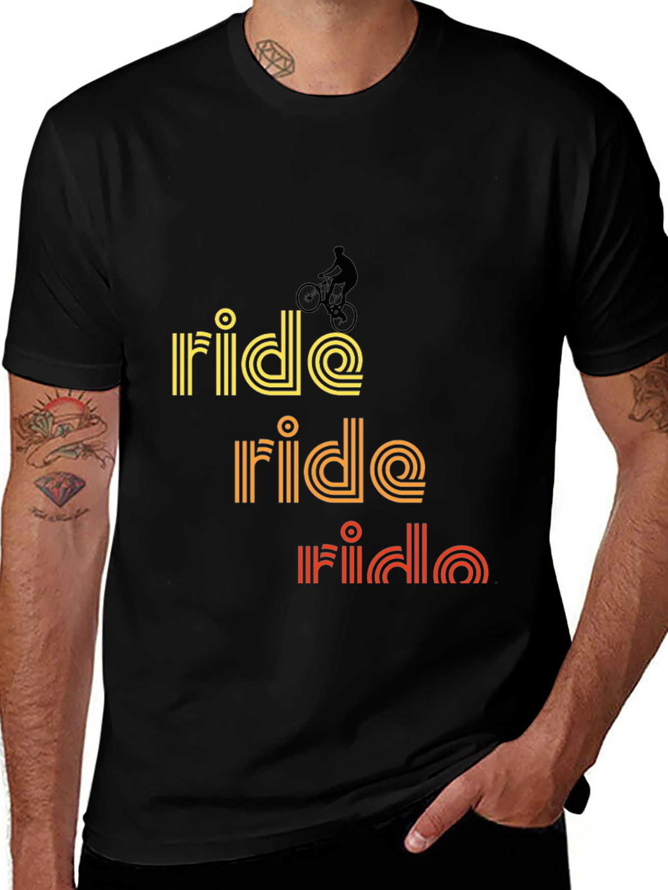 Variant 8 of Retro Ride Bicycle Graphic Tee - Black