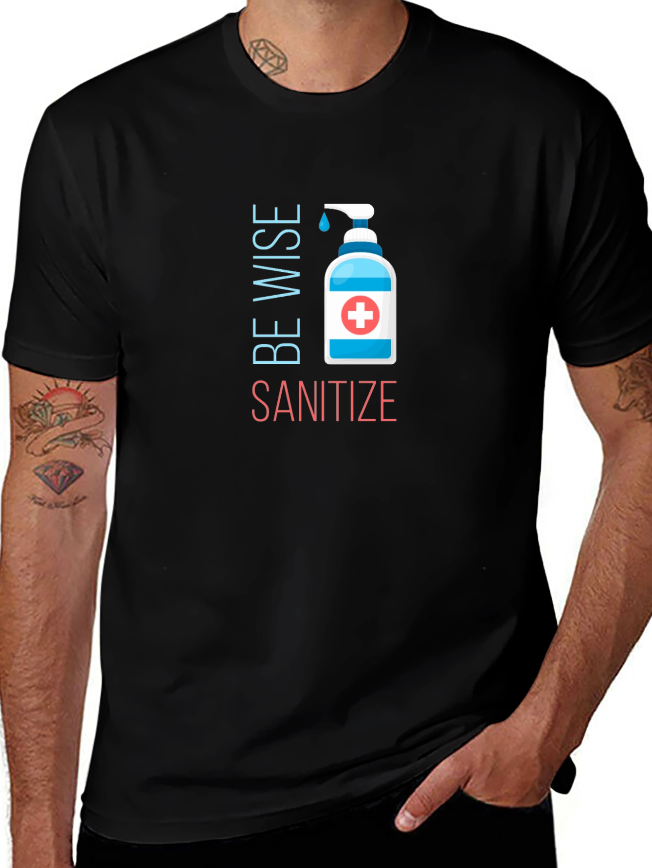 Variant 3 of Be Wise Sanitize Black T-Shirt