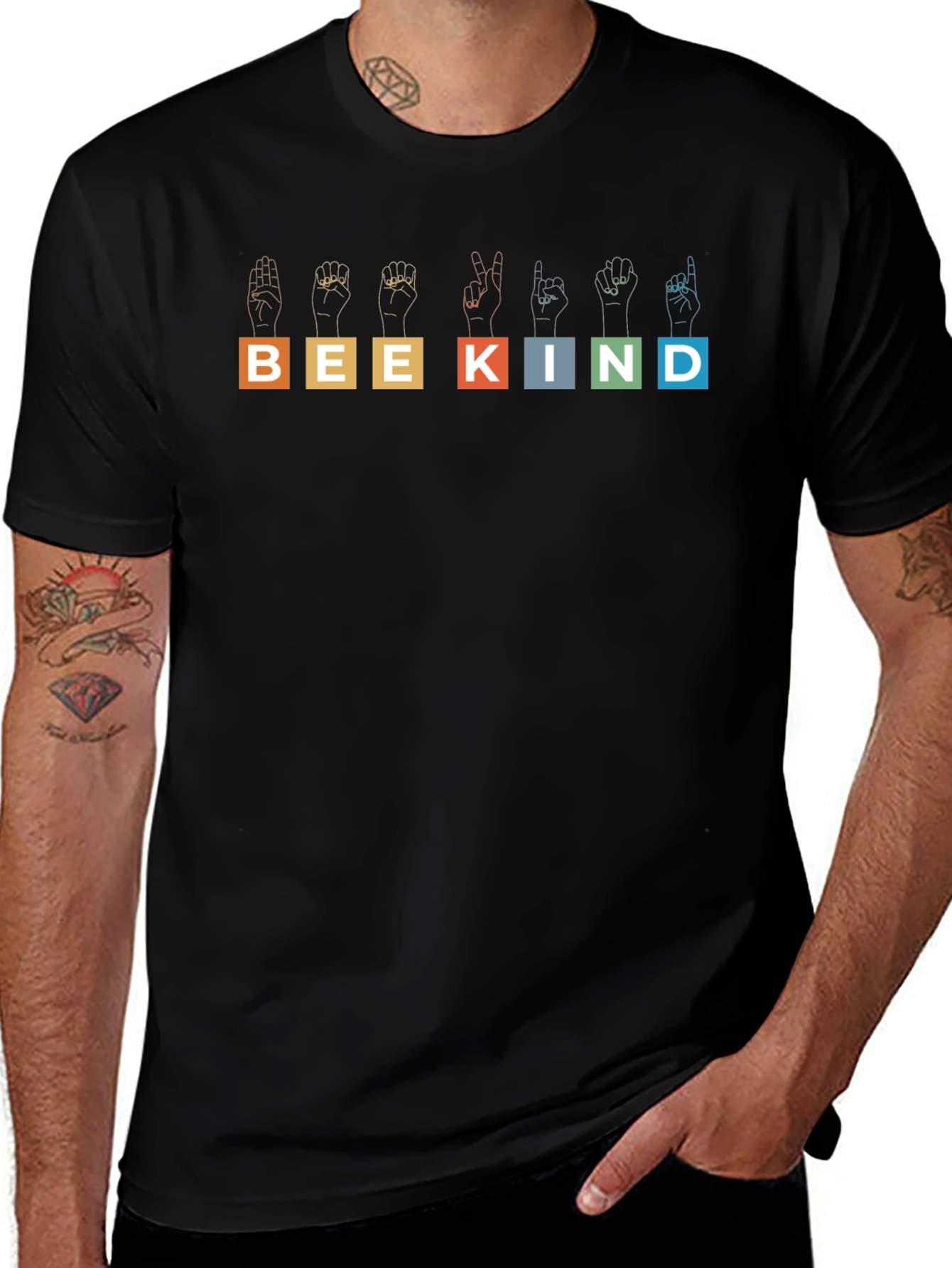 Variant 22 of Bee Kind Sign Language T-Shirt