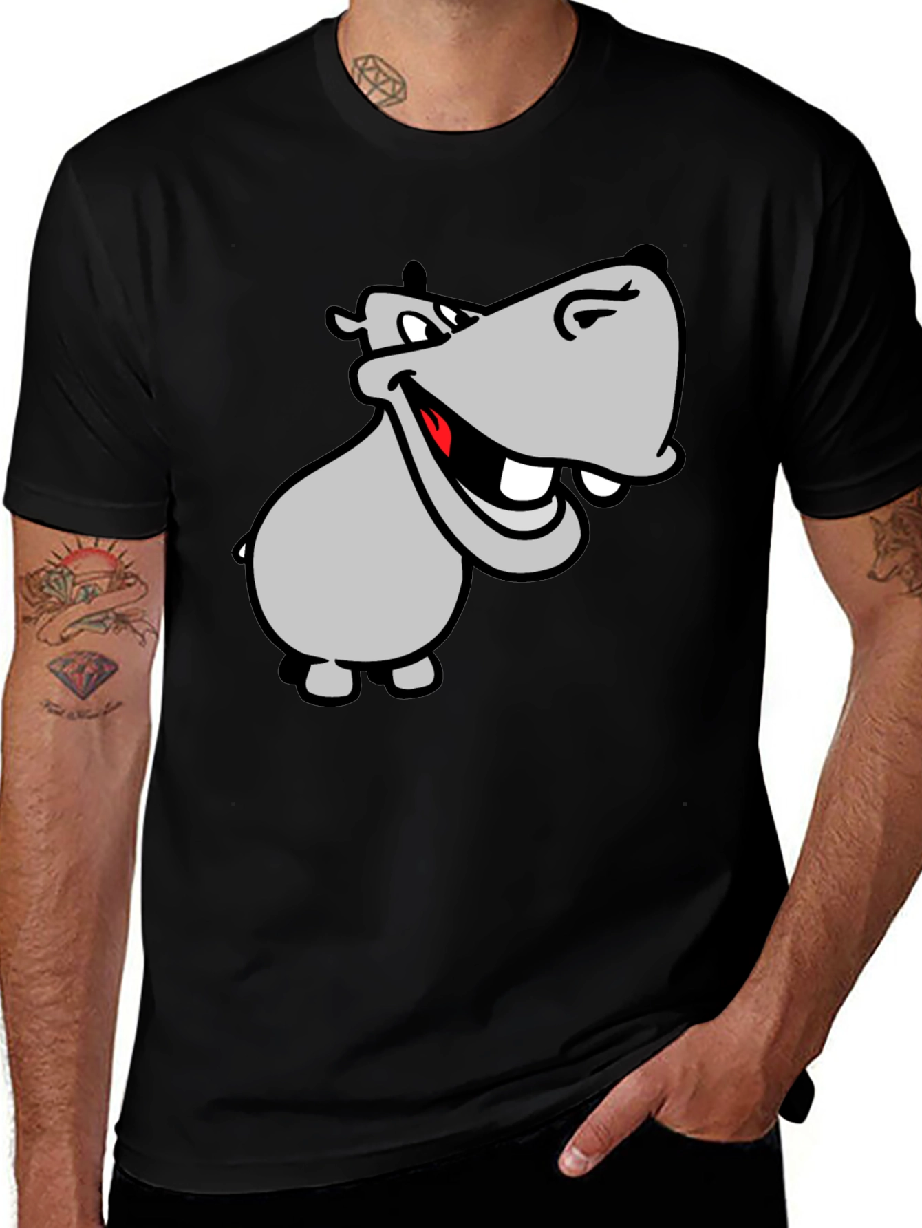 Variant 6 of Hippo Graphic T-Shirt - Men's Black Tee