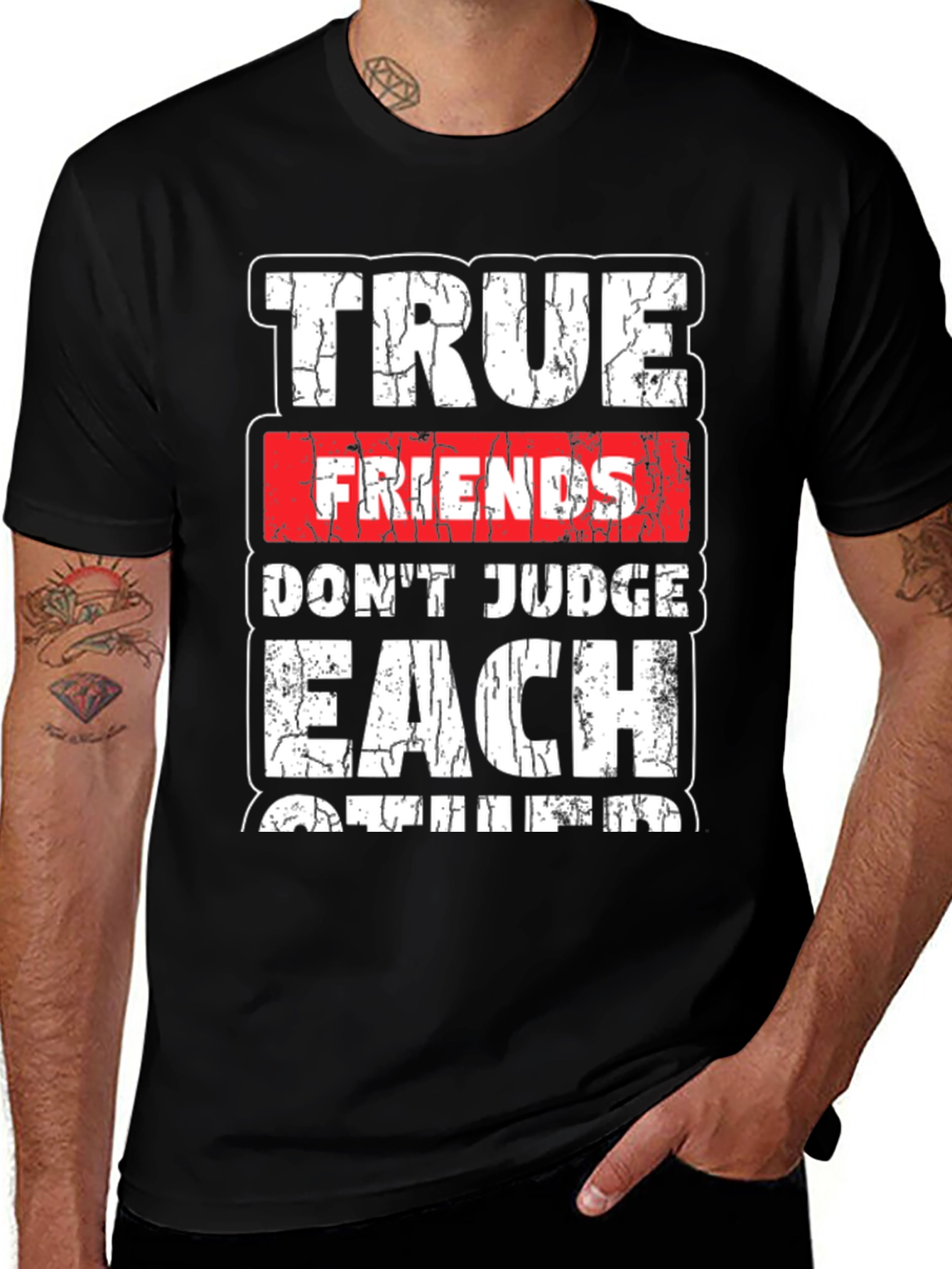 Variant 25 of True Friends Graphic Tee - Unisex Black T-Shirt