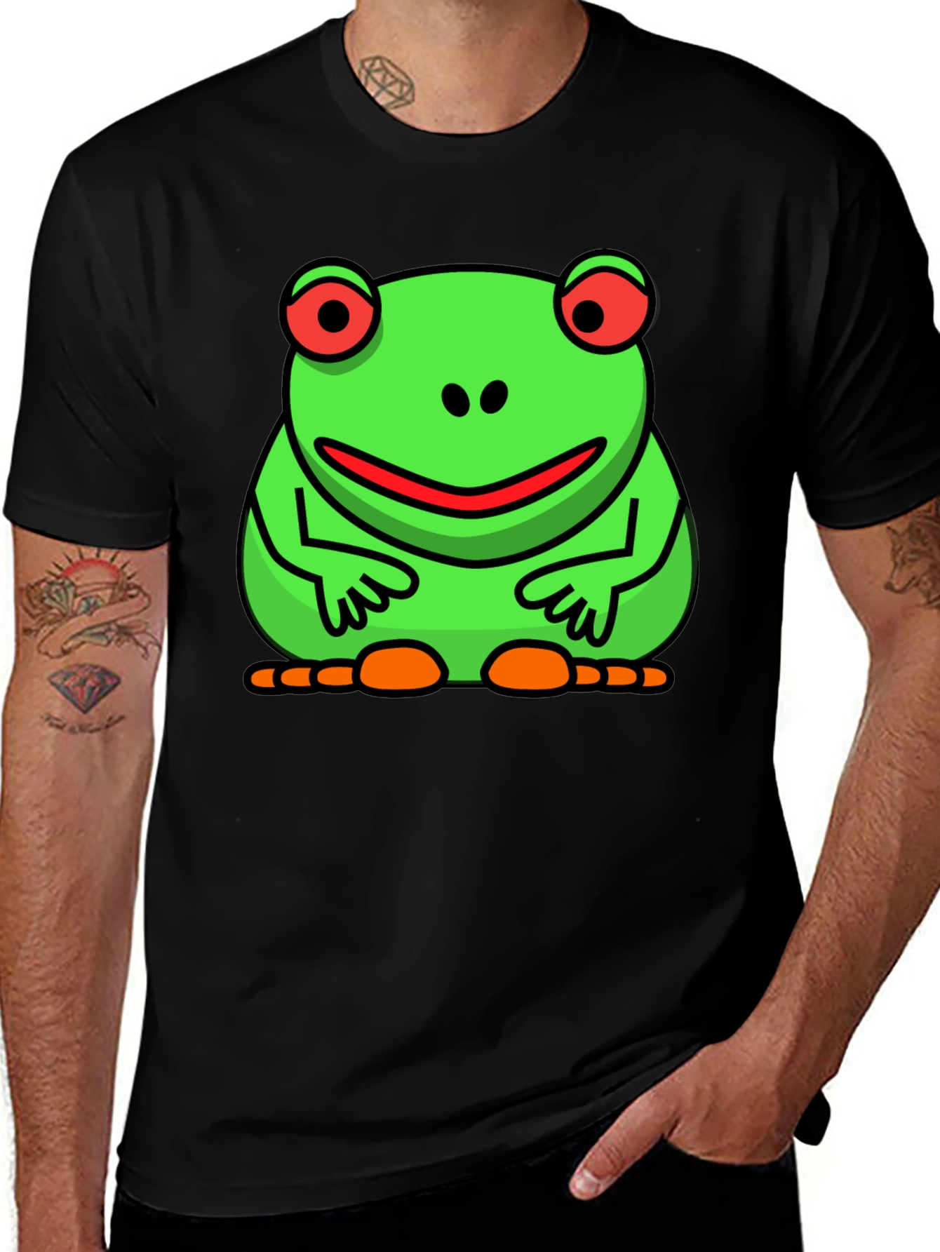 Variant 18 of Funny Frog Graphic Tee - Black Cotton T-Shirt