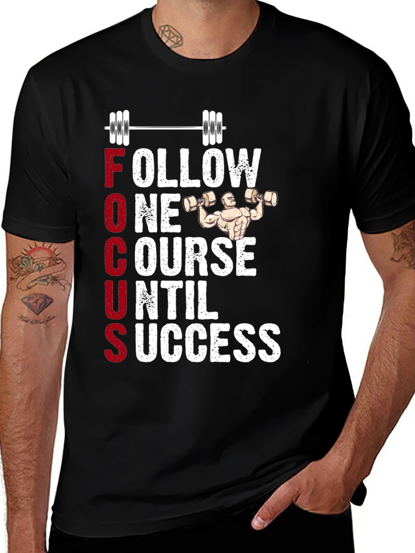Fitness Motivation T-Shirt - Follow One Course Until Success
