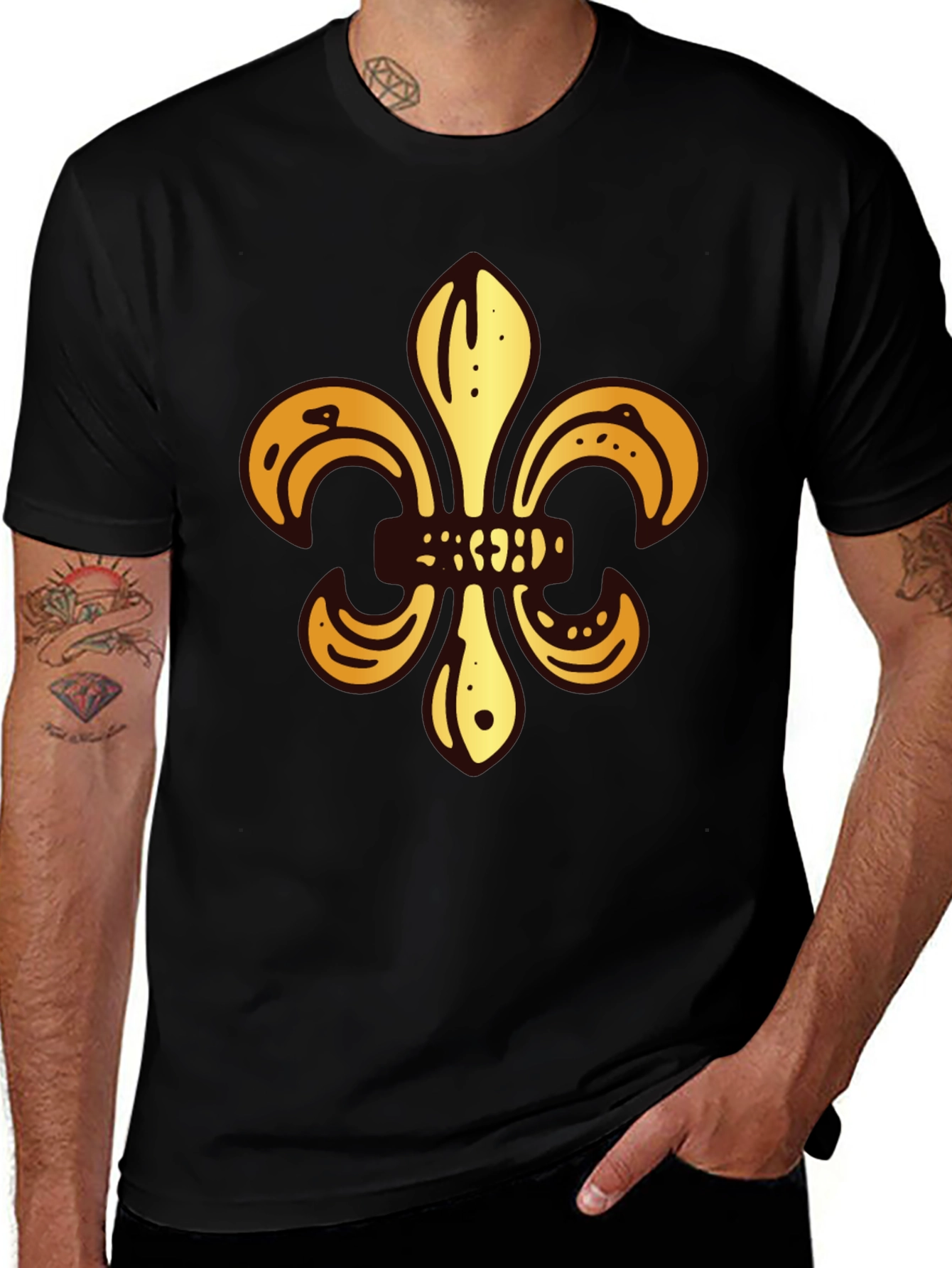 Variant 20 of Fleur-de-lis Graphic Tee - Men's Black T-Shirt