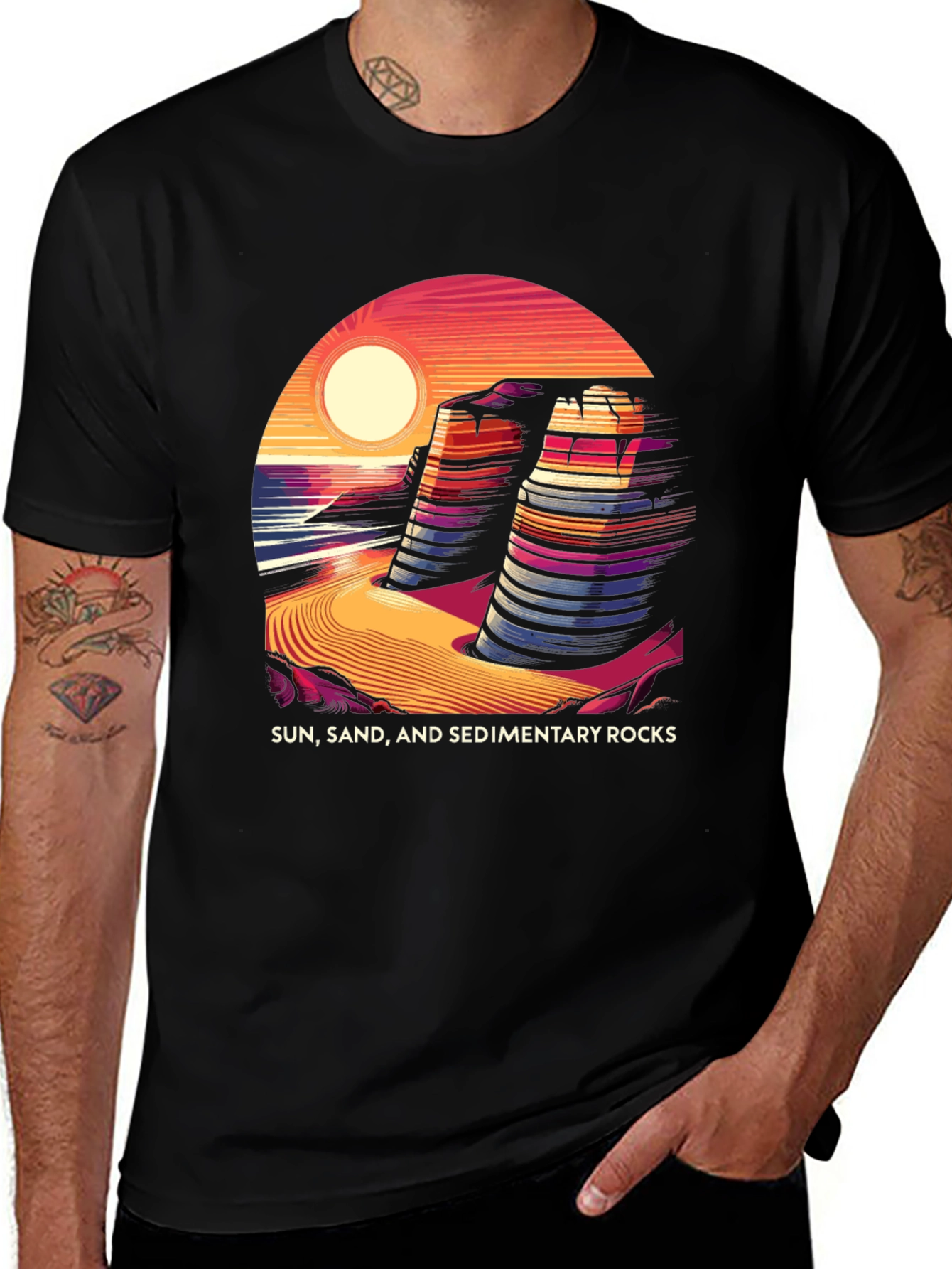 Variant 25 of Sedimentary Rocks Graphic T-Shirt - Sun, Sand, Rocks