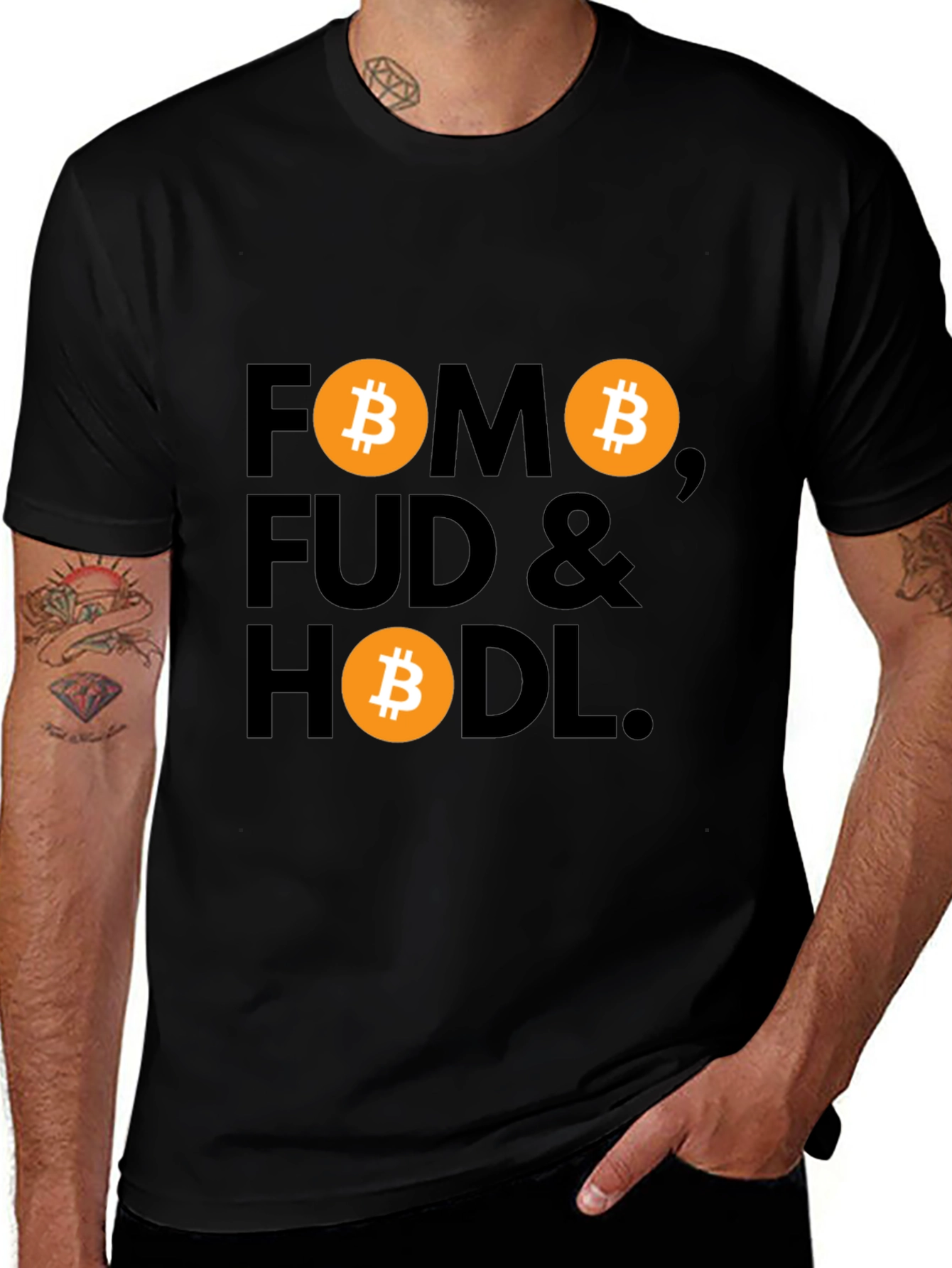 FOMO FUD & HODL Bitcoin Graphic Tee