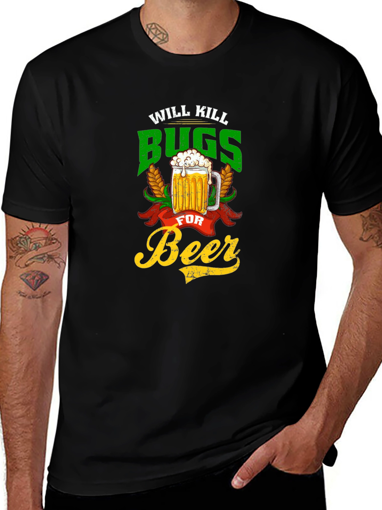 Variant 27 of Will Kill Bugs For Beer Graphic Tee