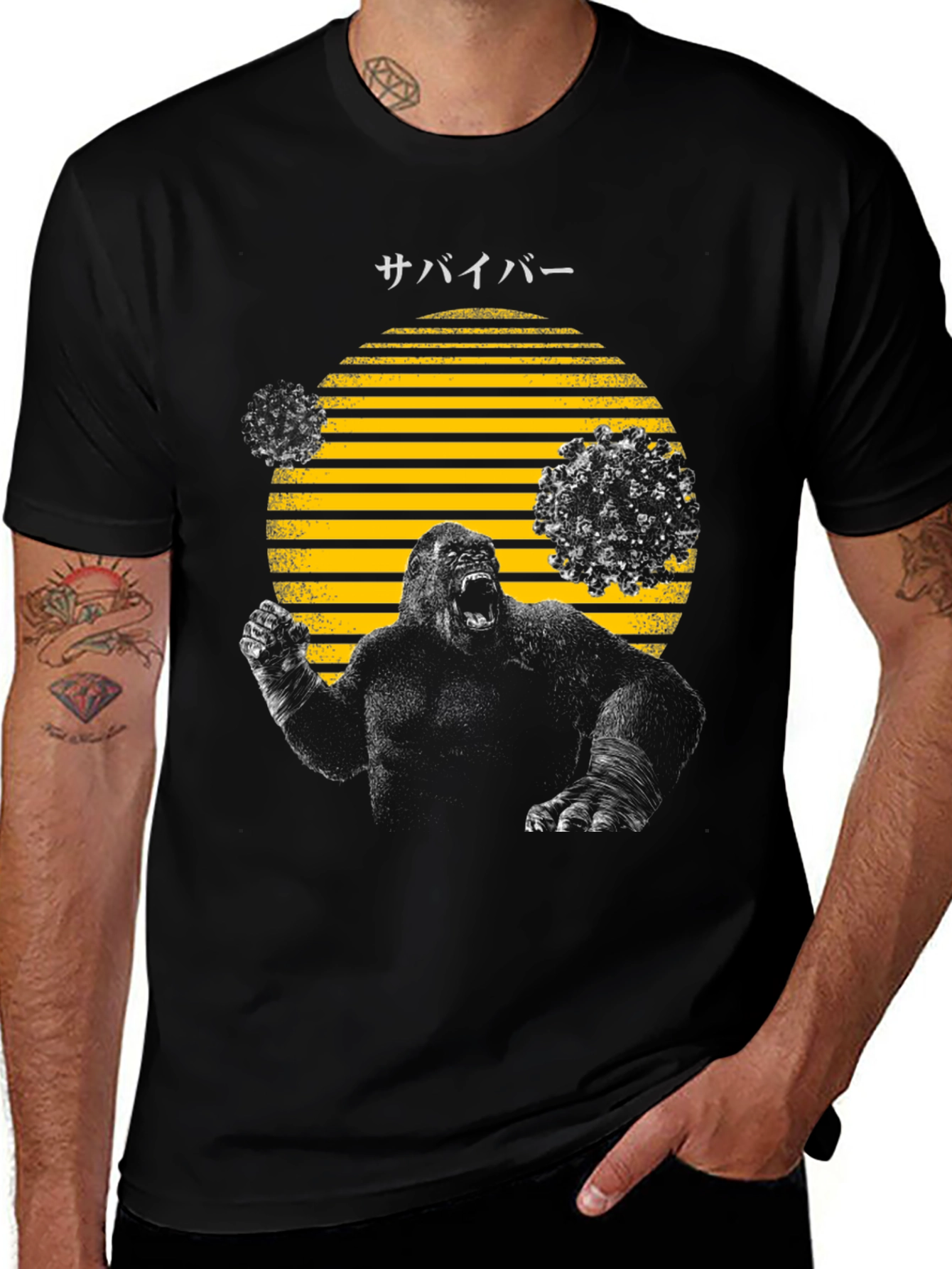Variant 30 of Gorilla Survivor Graphic Tee - Black