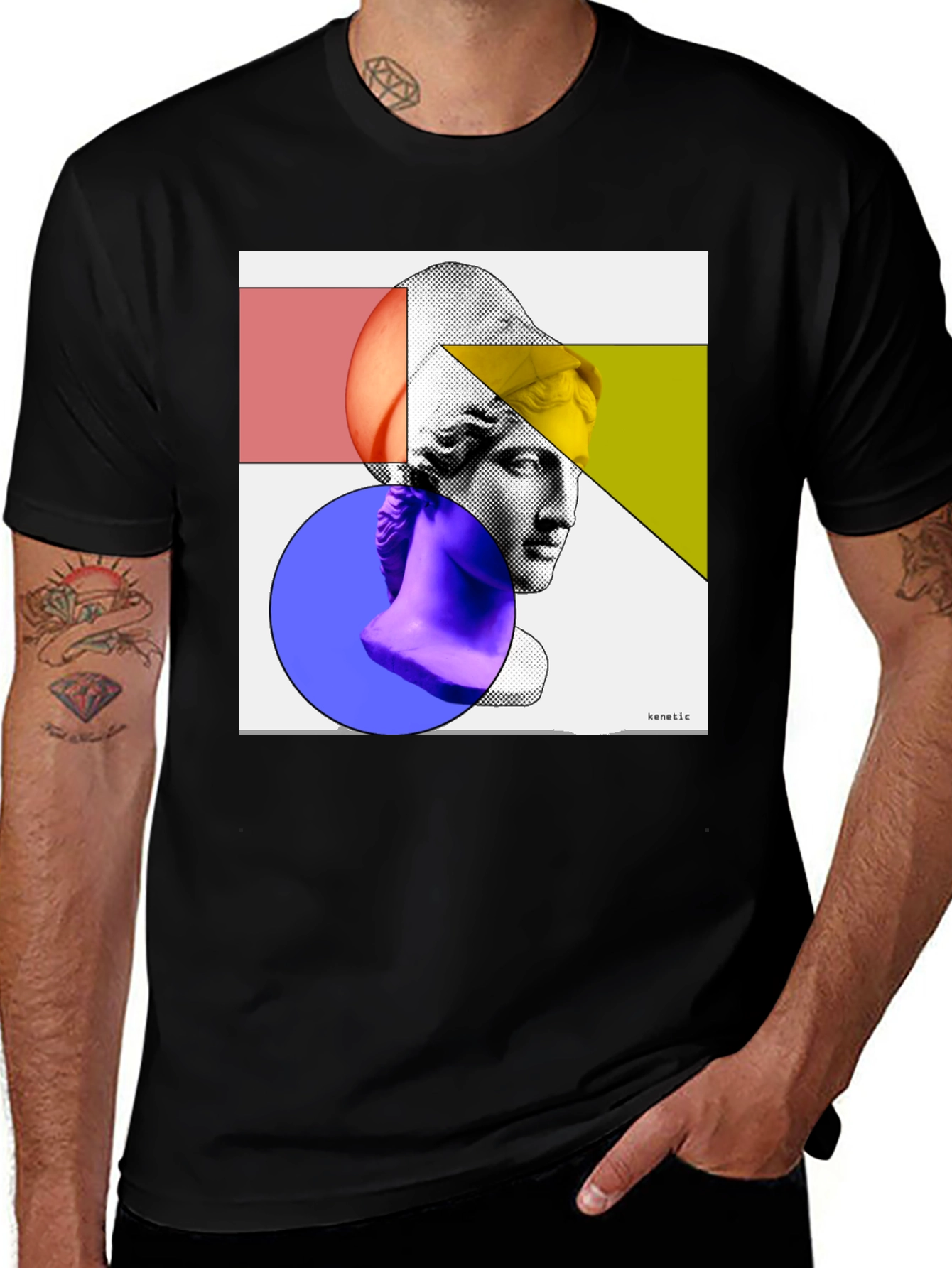 Variant 30 of Geometric Statue Graphic Black T-Shirt