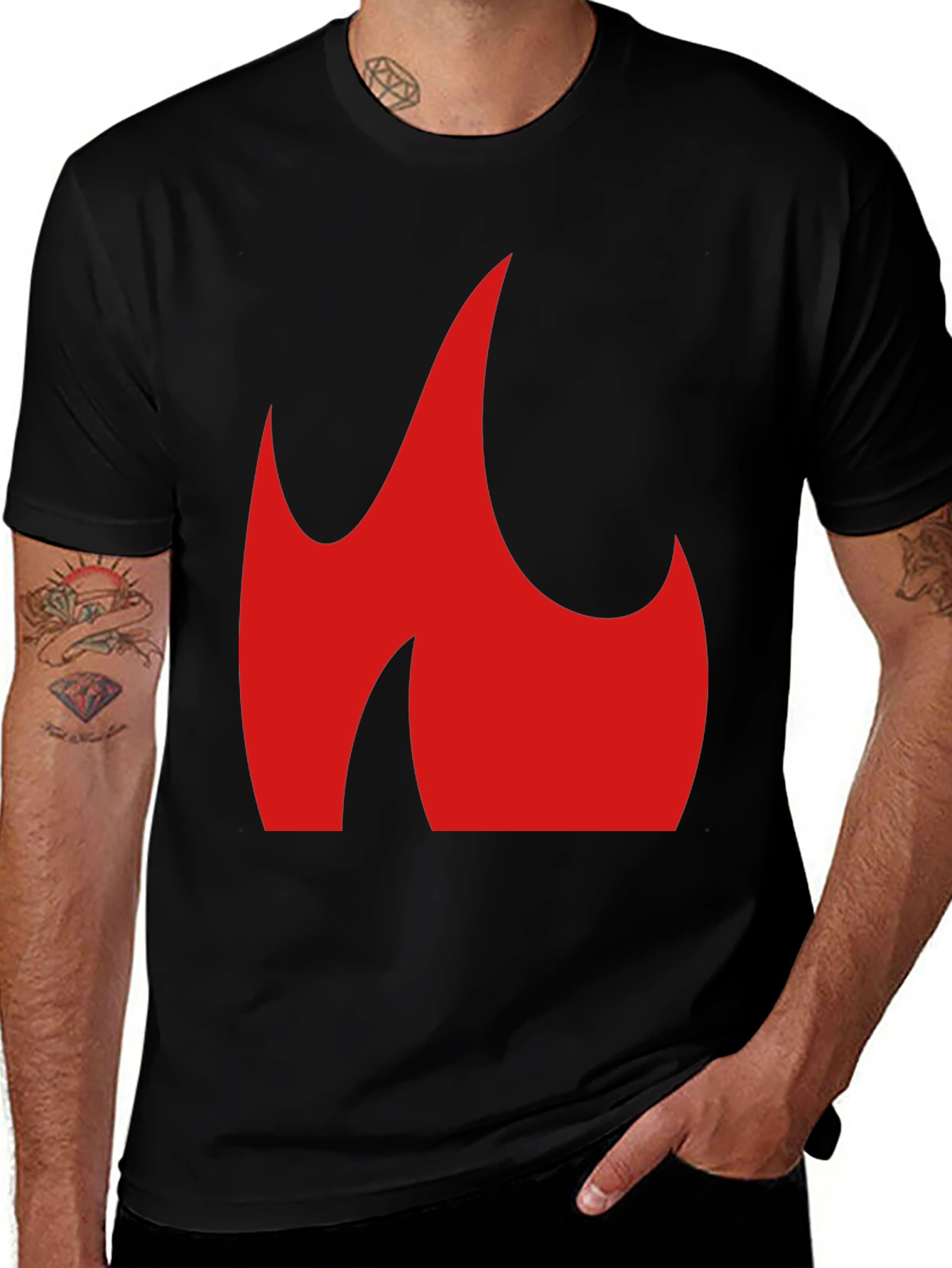 Variant 30 of Flame Graphic Tee - Bold Red Fire Design on Black