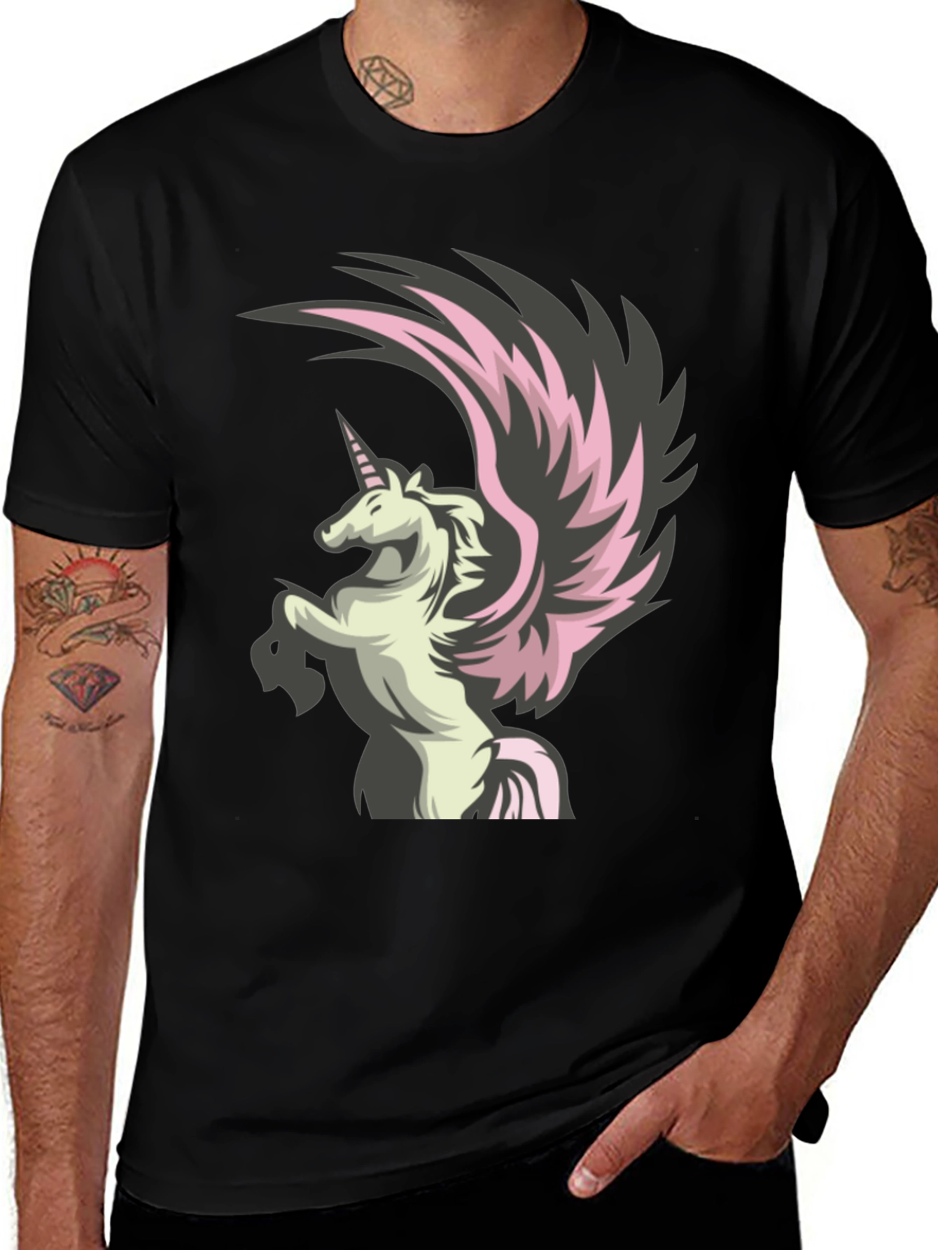 Variant 21 of Unicorn Graphic Tee - Black Cotton T-Shirt