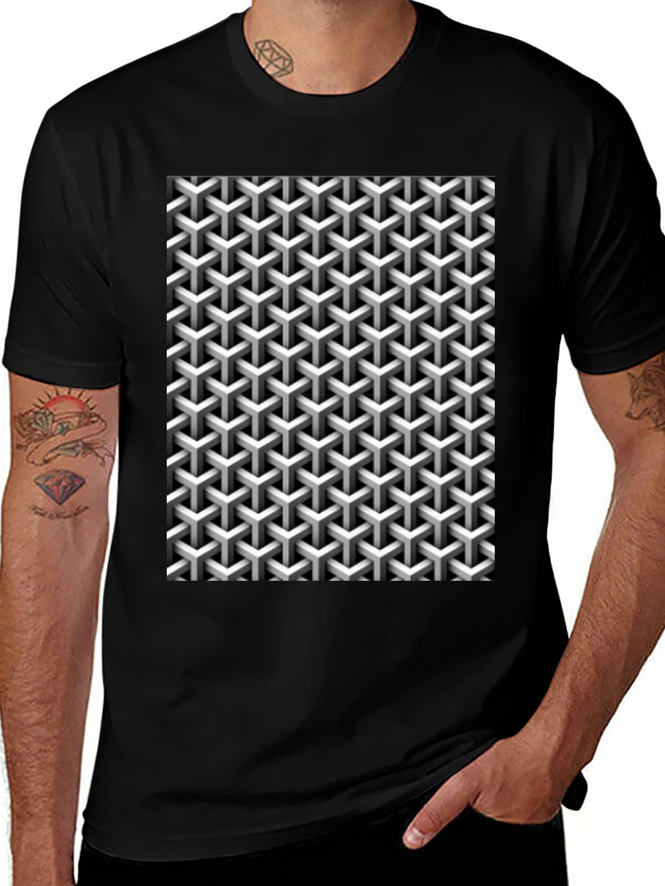 Variant 7 of Optical Illusion Tee - Stylish Graphic Print T-Shirt