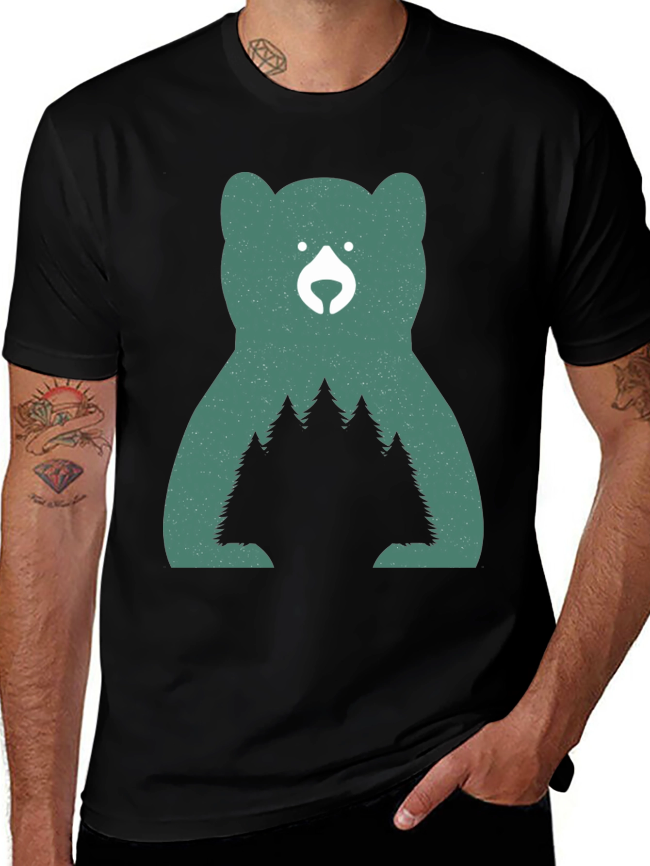 Variant 22 of Bear & Forest Graphic Tee - Nature Inspired Shirt