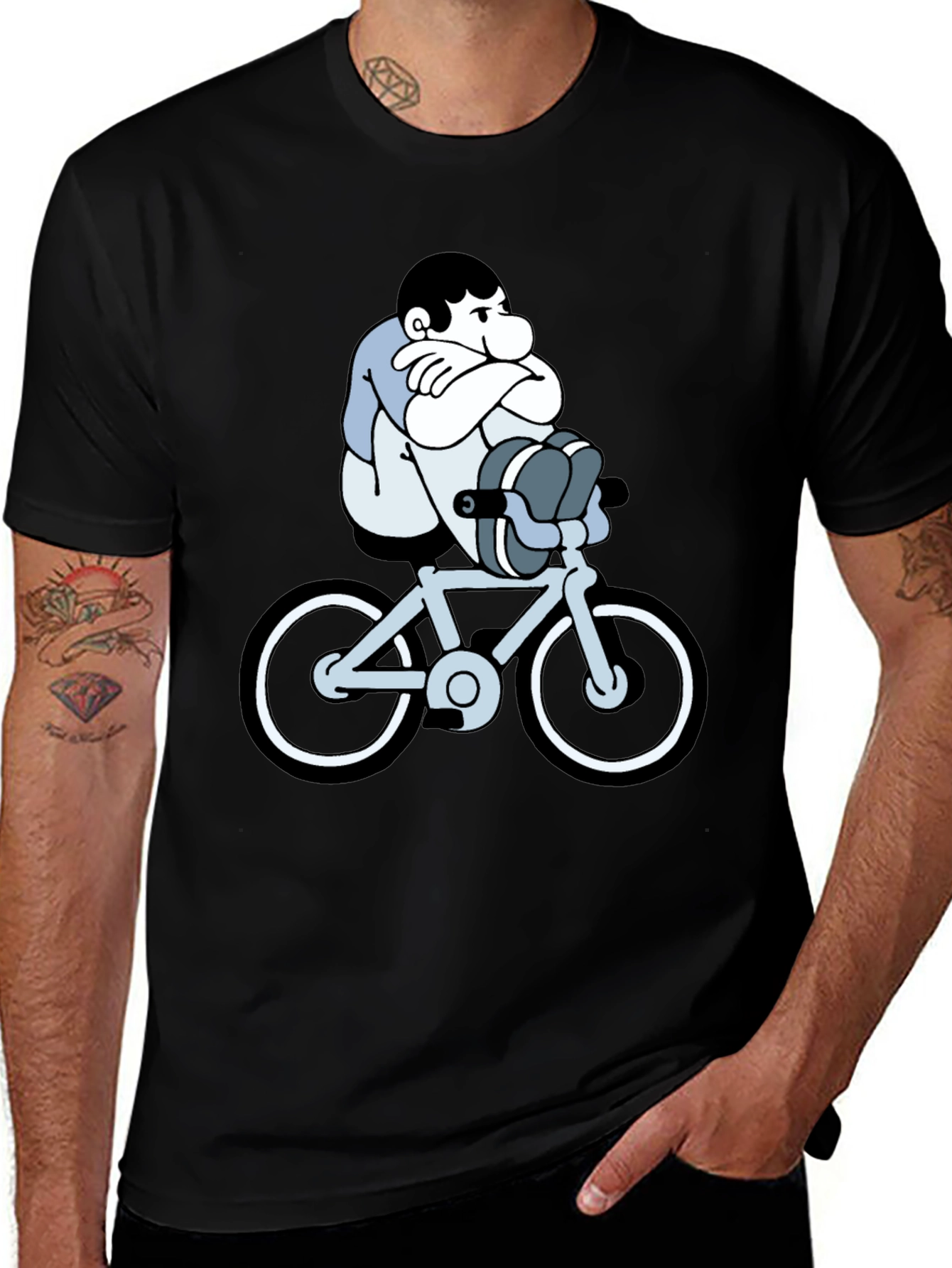 Variant 17 of Cartoon Biker T-Shirt - Unisex Black Tee
