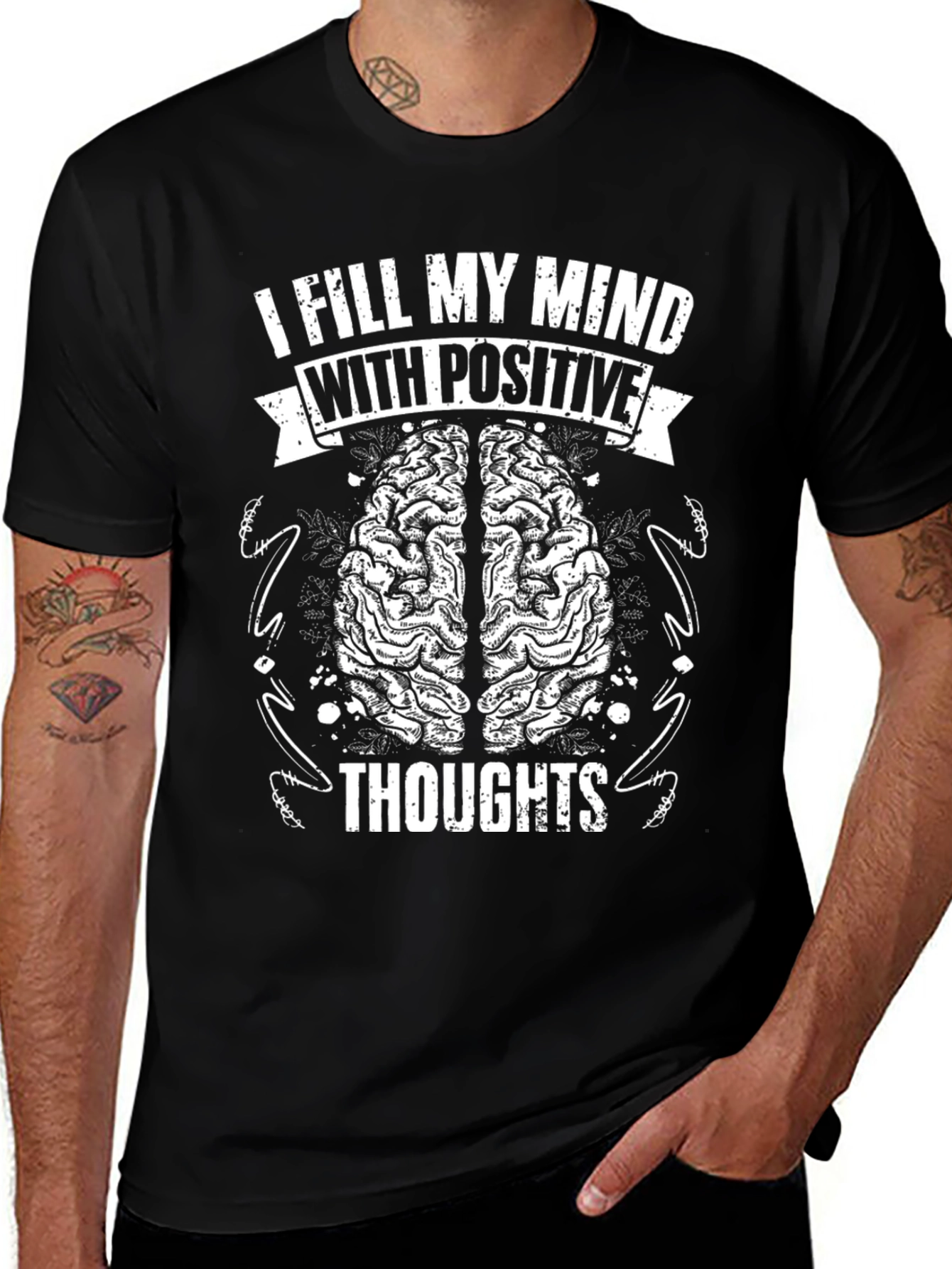 Variant 2 of Positive Thoughts T-Shirt - Brain Design