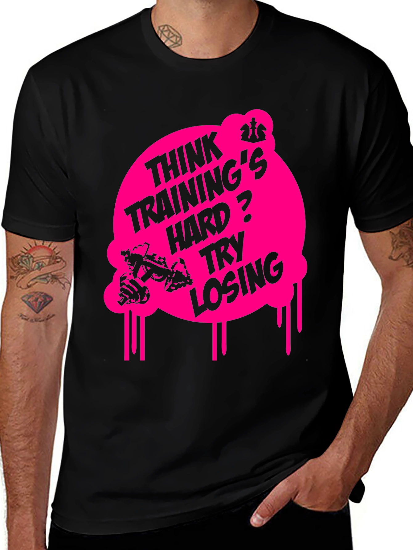 Variant 13 of Think Training's Hard? Try Losing Black T-Shirt