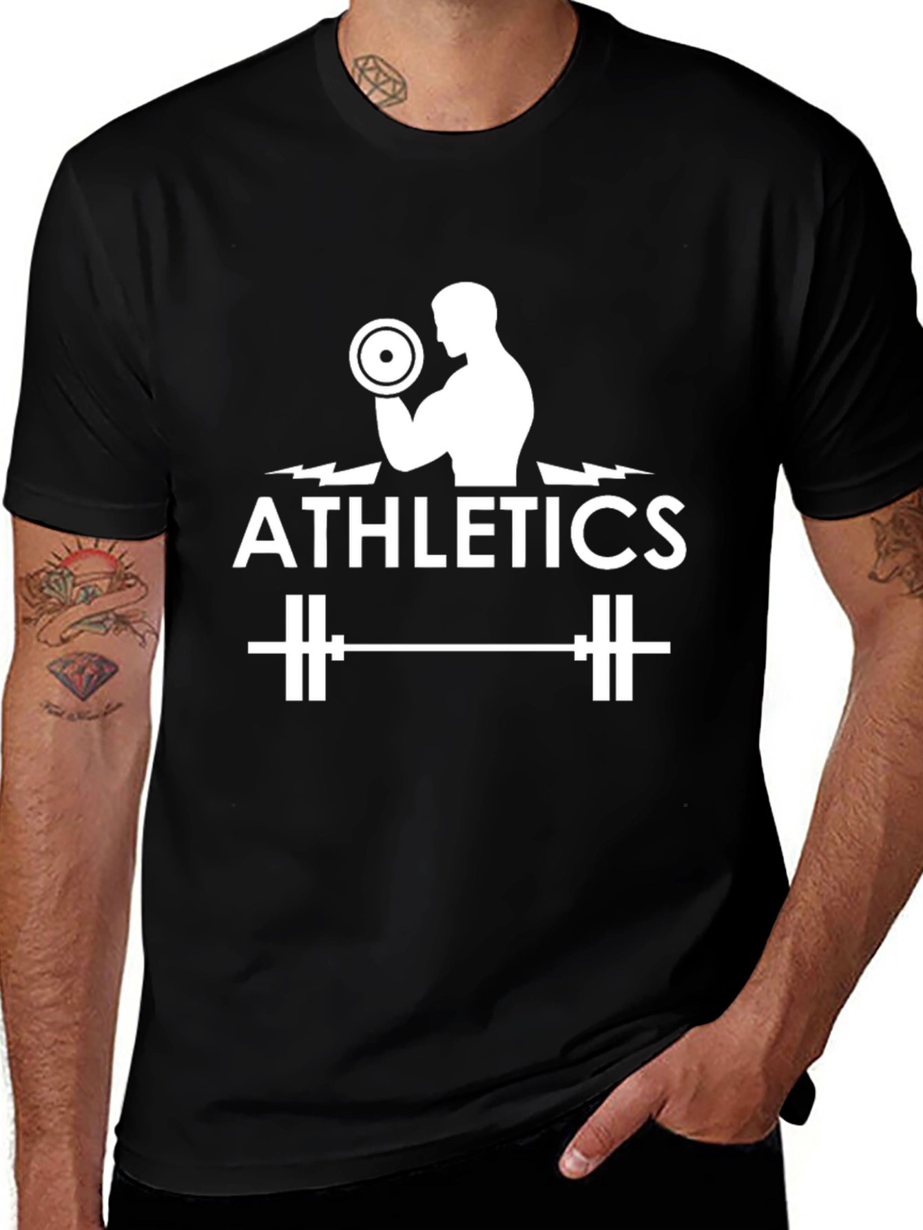 Variant 24 of Athletics Black T-Shirt with Weightlifter Graphic