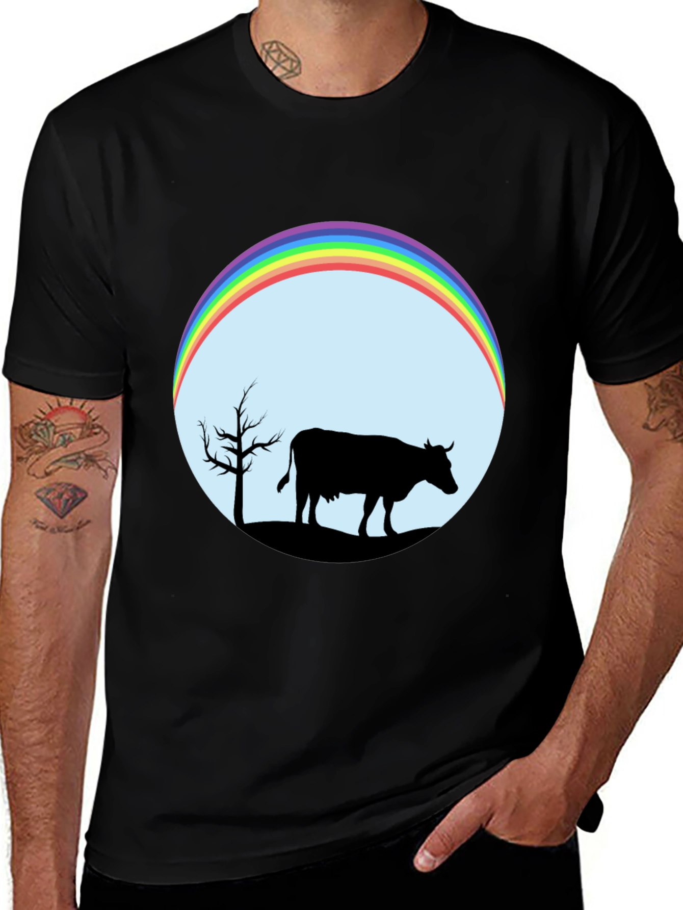 Variant 25 of Rainbow Cow Silhouette Graphic Tee