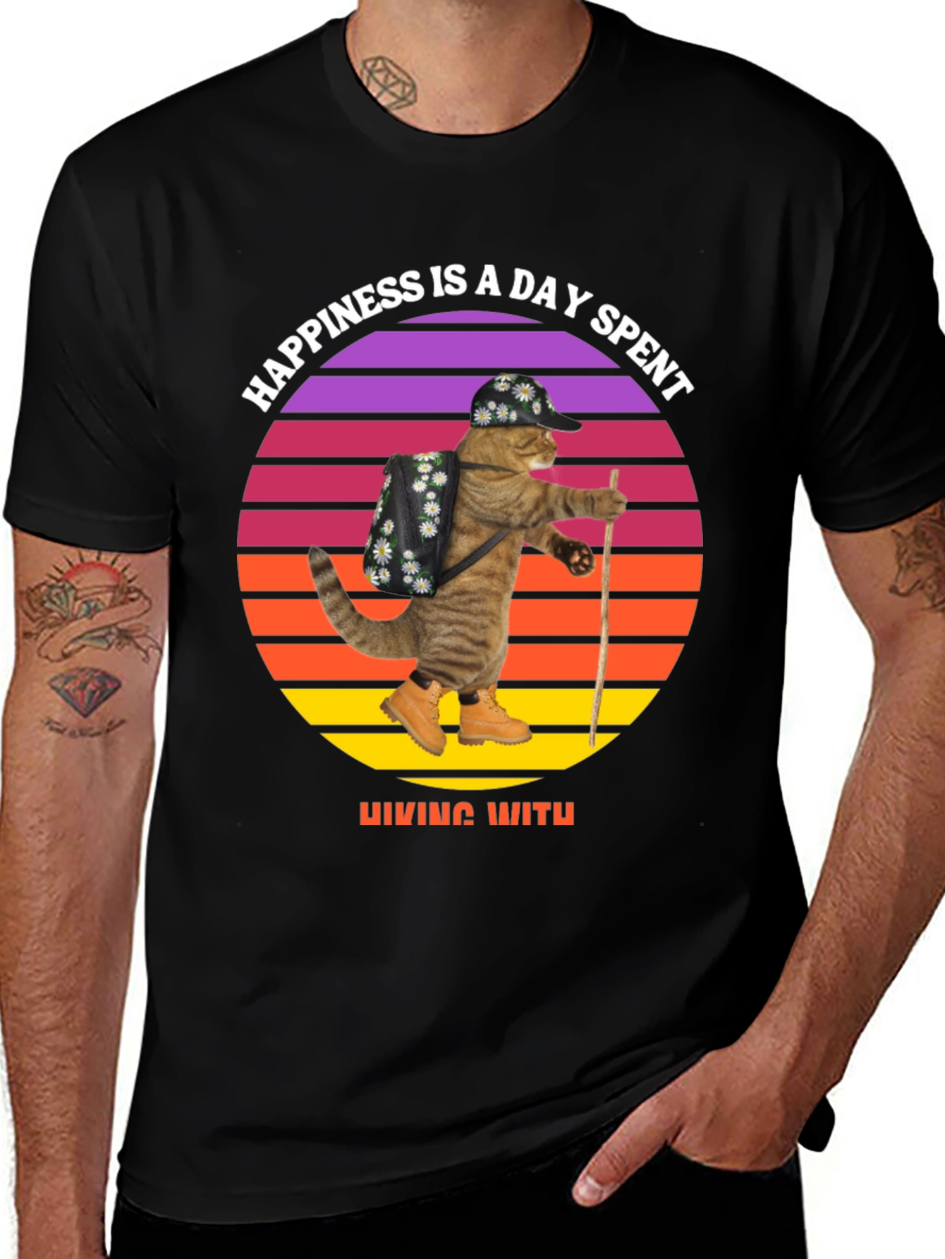 Variant 3 of Hiking Cat T-Shirt: Happiness is a Day Spent Hiking