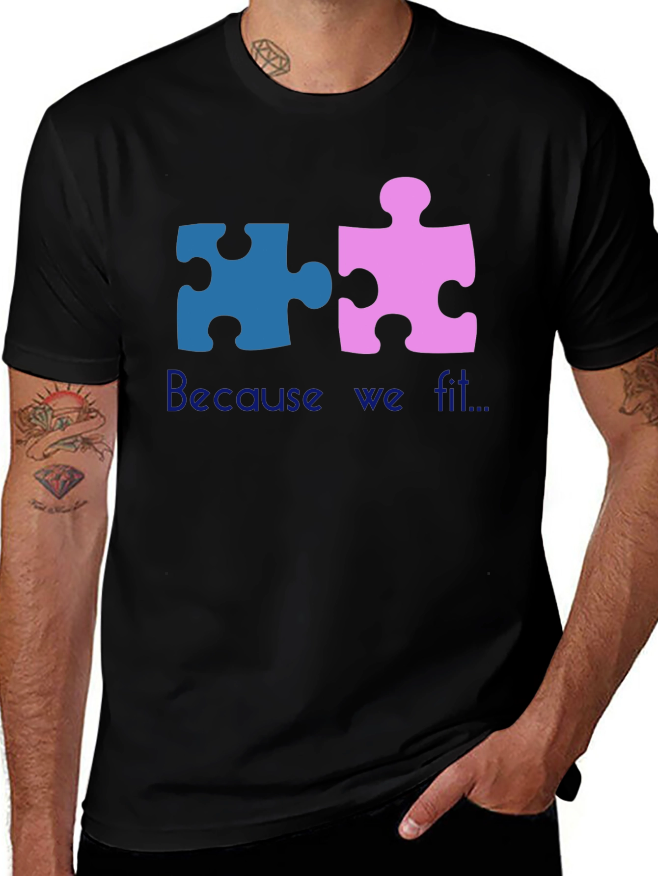 Variant 5 of Matching Puzzle Piece T-Shirt - Because We Fit
