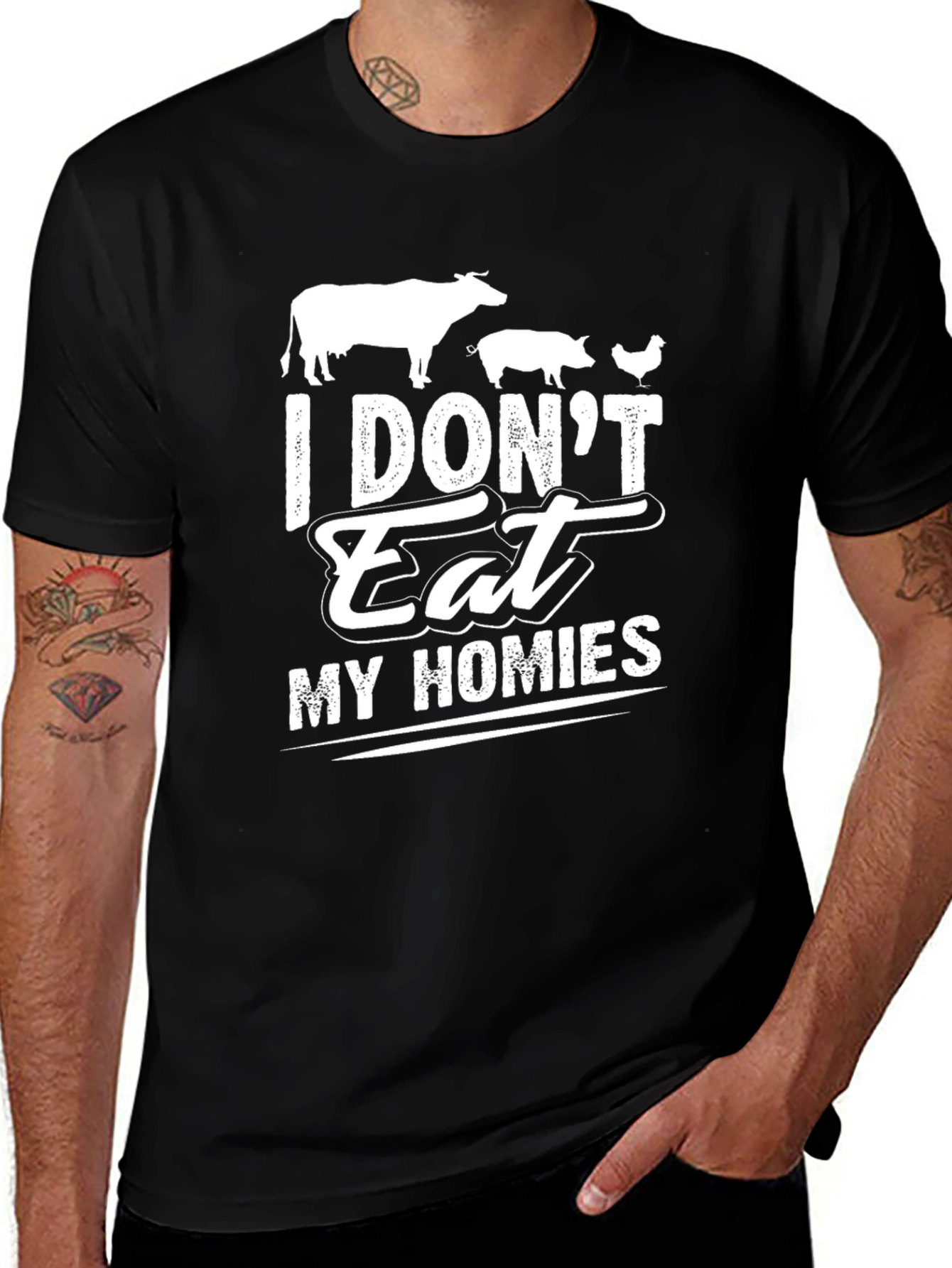 Variant 15 of Vegan T-Shirt: I Don't Eat My Homies Graphic Tee