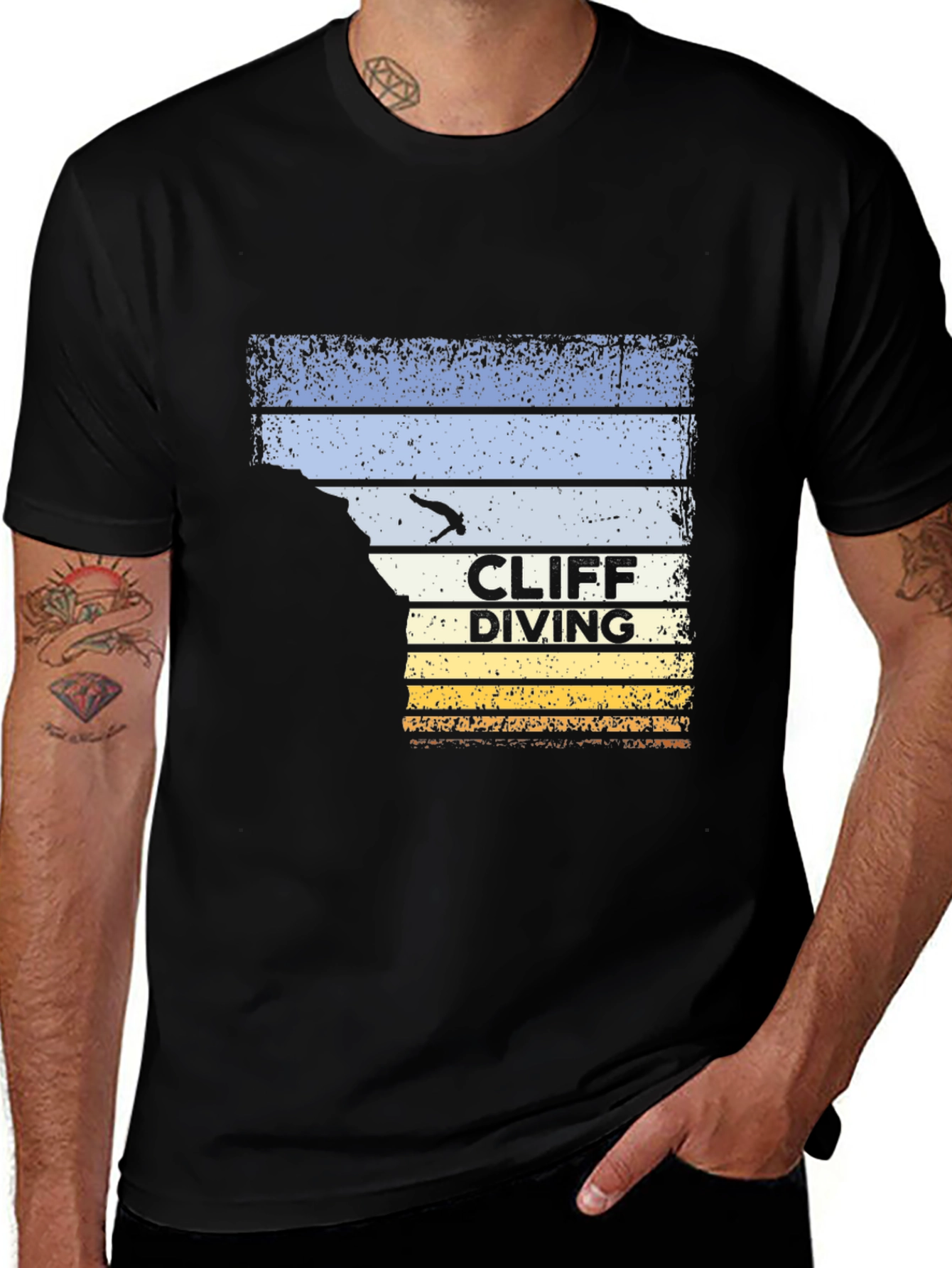 Variant 5 of Cliff Diving Retro Graphic T-Shirt