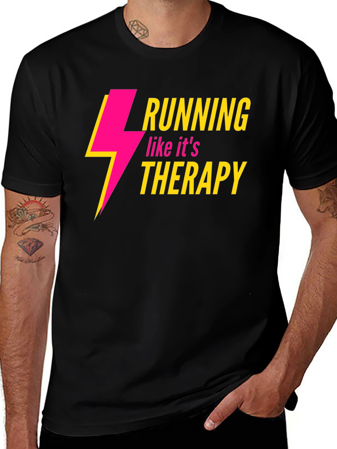 Variant 20 of Running Therapy Graphic Tee - Stylish Black Shirt
