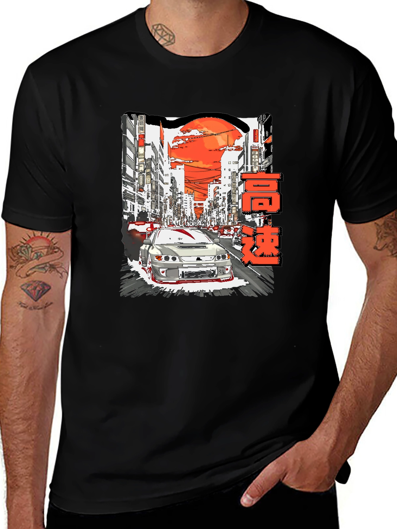 Variant 22 of Tokyo Drift Graphic Tee - Black Cotton
