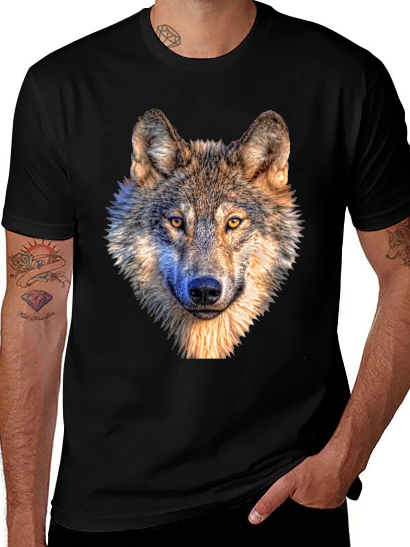 Variant 5 of Wolf Graphic Tee - Men's Short Sleeve Animal Print Shirt