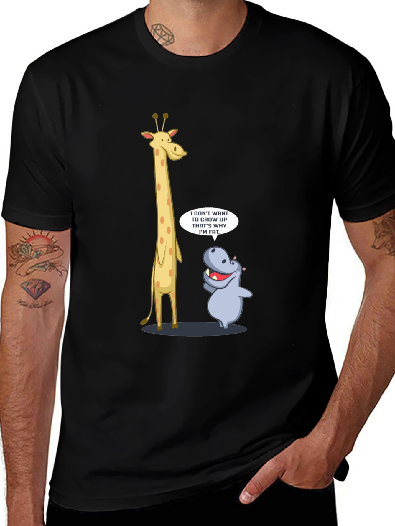 Variant 9 of Funny Giraffe & Hippo Graphic T-Shirt