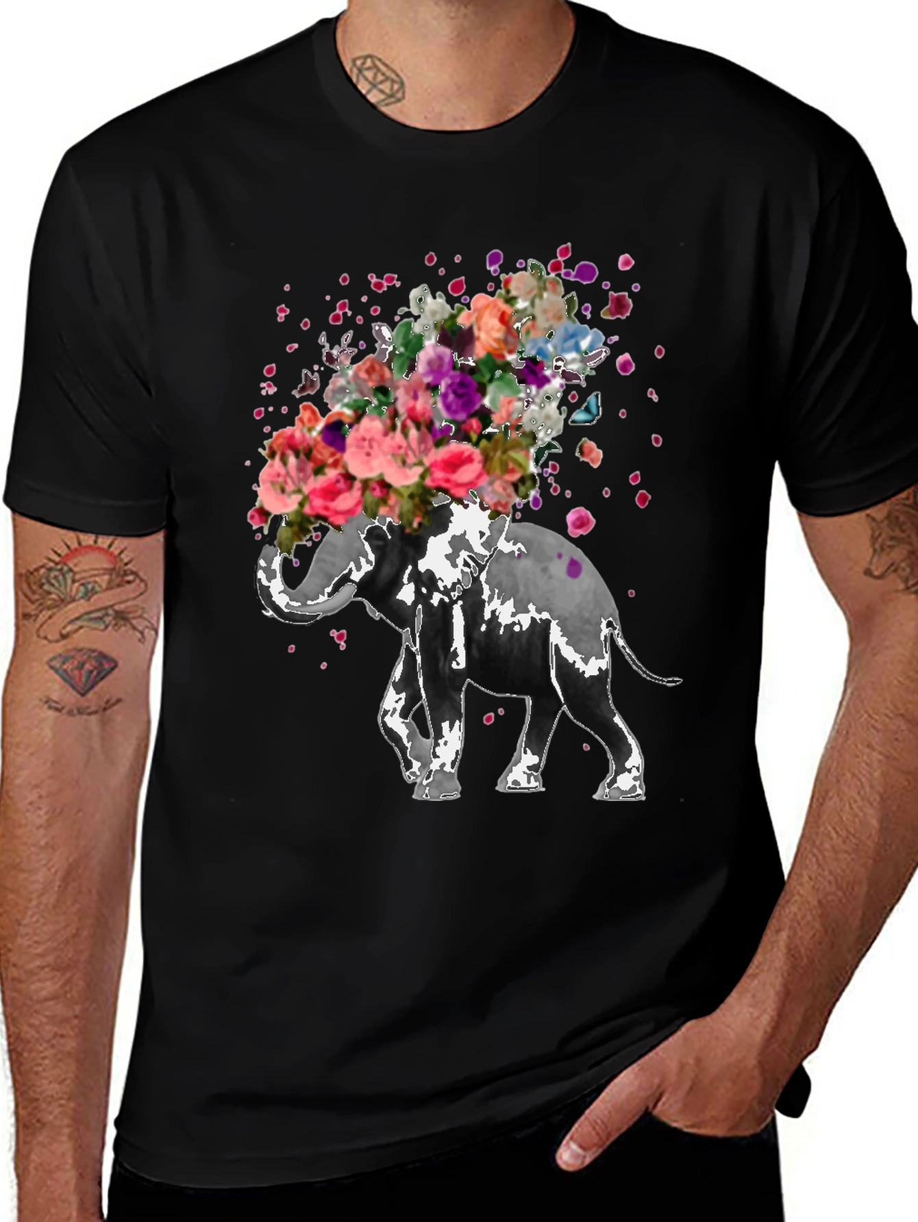 Variant 15 of Floral Elephant T-Shirt - Unique Graphic Tee