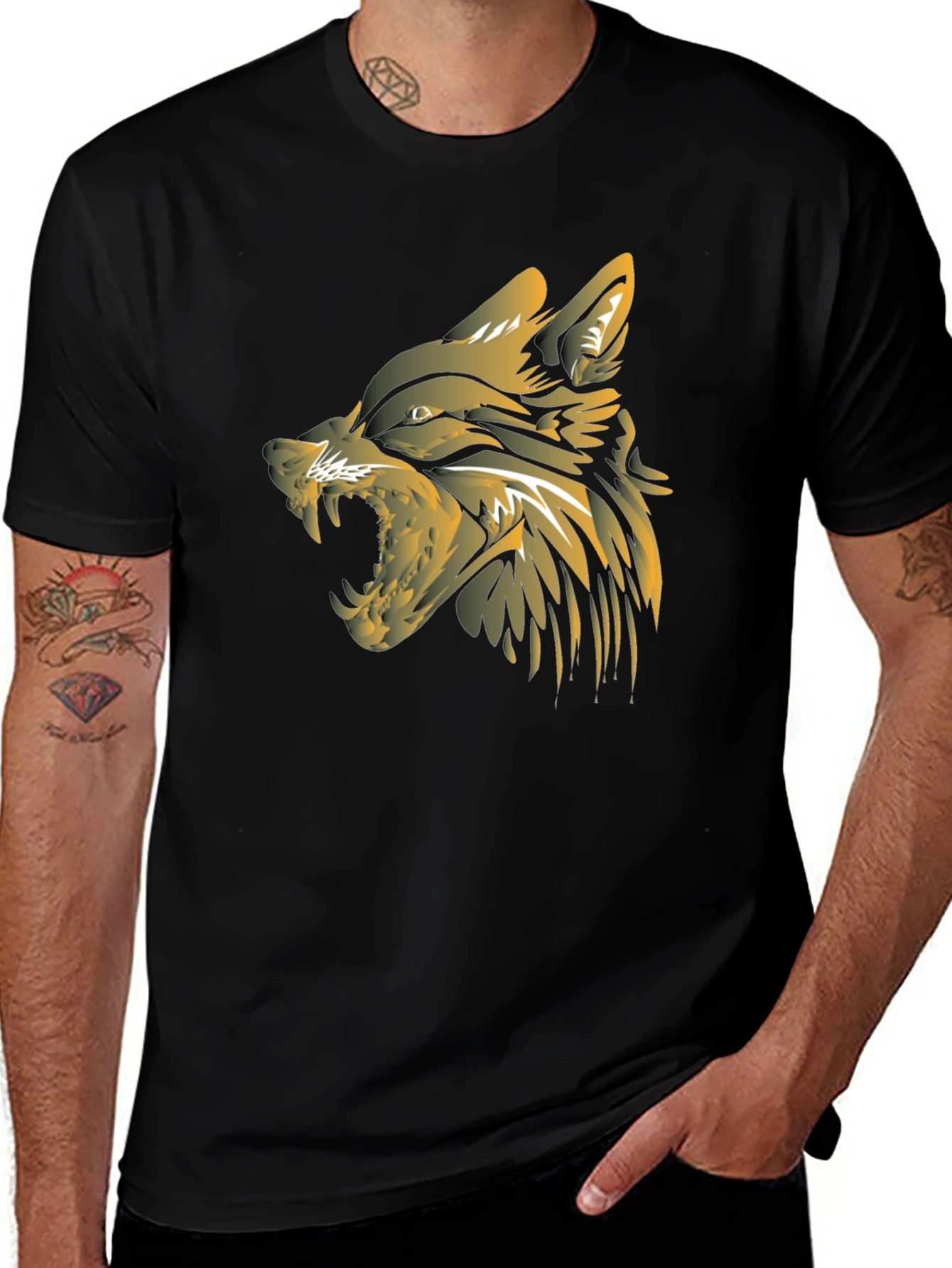 Variant 24 of Men's Black Wolf Graphic T-Shirt