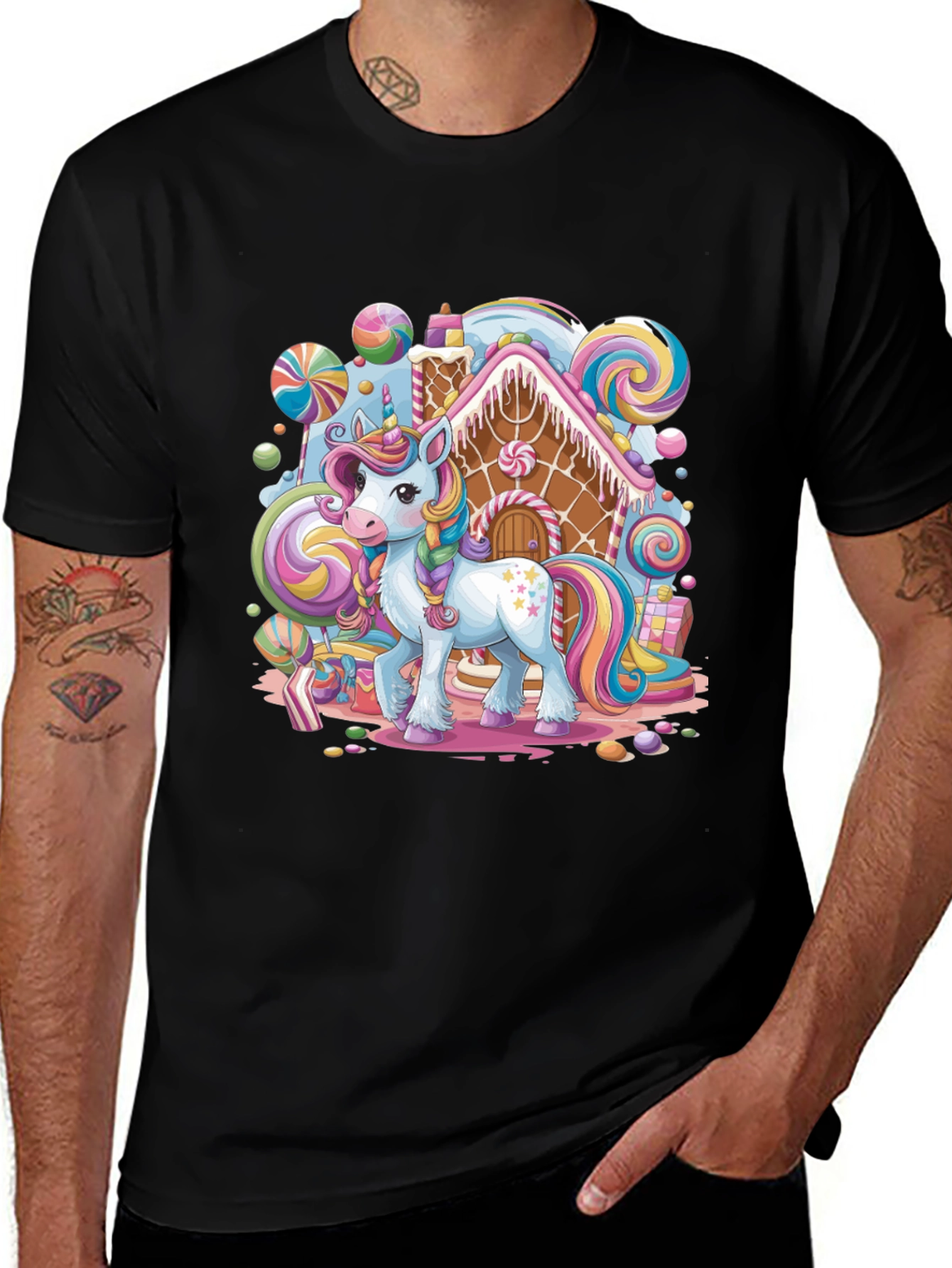 Variant 19 of Unicorn Candy House Graphic T-Shirt