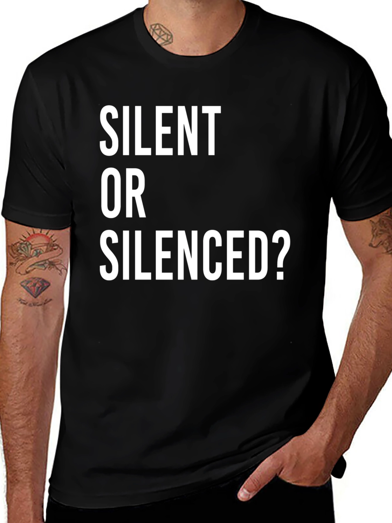 Variant 30 of Silent or Silenced? Graphic Tee - Black